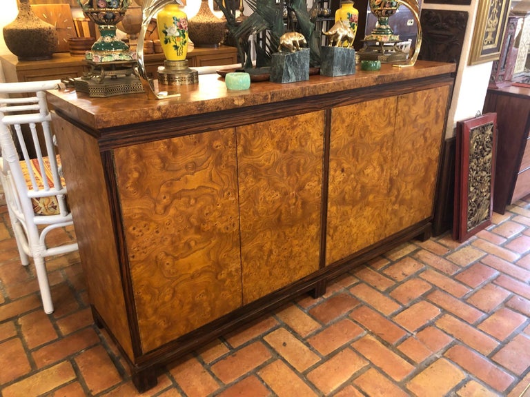 Vintage Burl wood Credenza with Rosewood Trim at 1stDibs