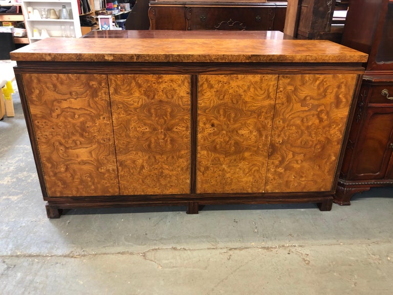 Vintage Burl wood Credenza with Rosewood Trim at 1stDibs
