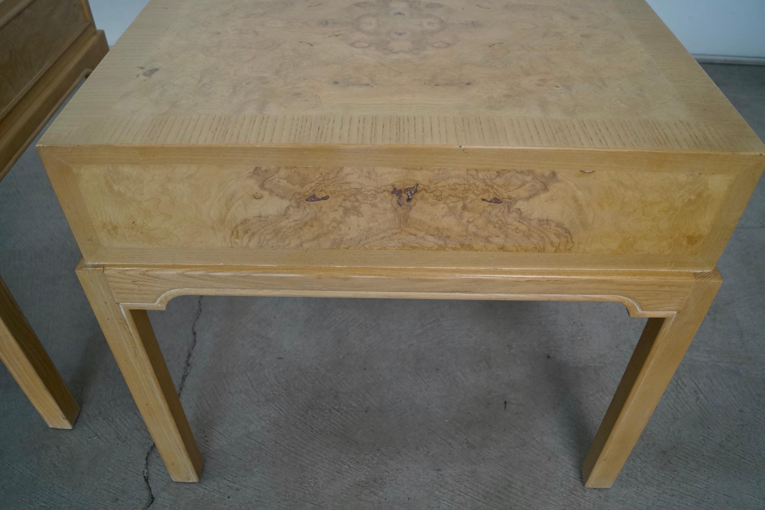 Vintage Burl Wood Drexel End Tables - A Pair For Sale 8