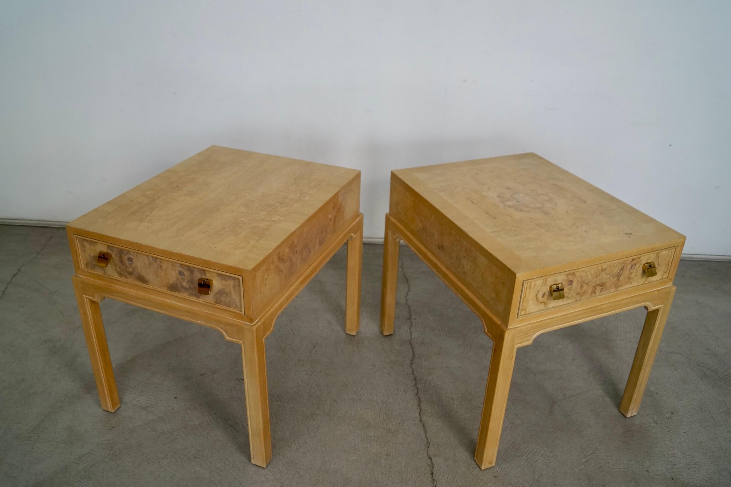 Hollywood Regency Vintage Burl Wood Drexel End Tables - A Pair For Sale