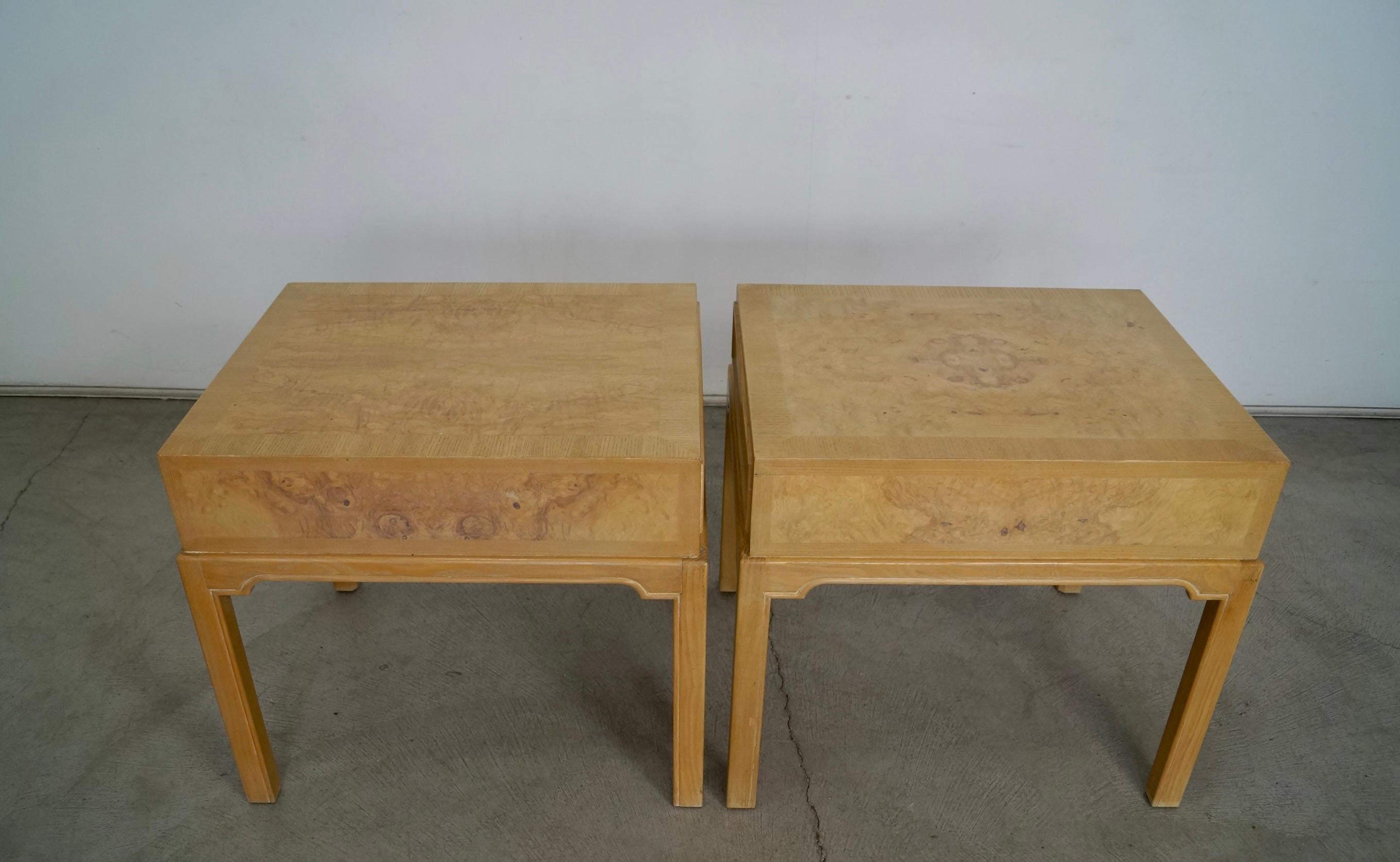 Vintage Burl Wood Drexel End Tables - A Pair In Excellent Condition For Sale In Burbank, CA