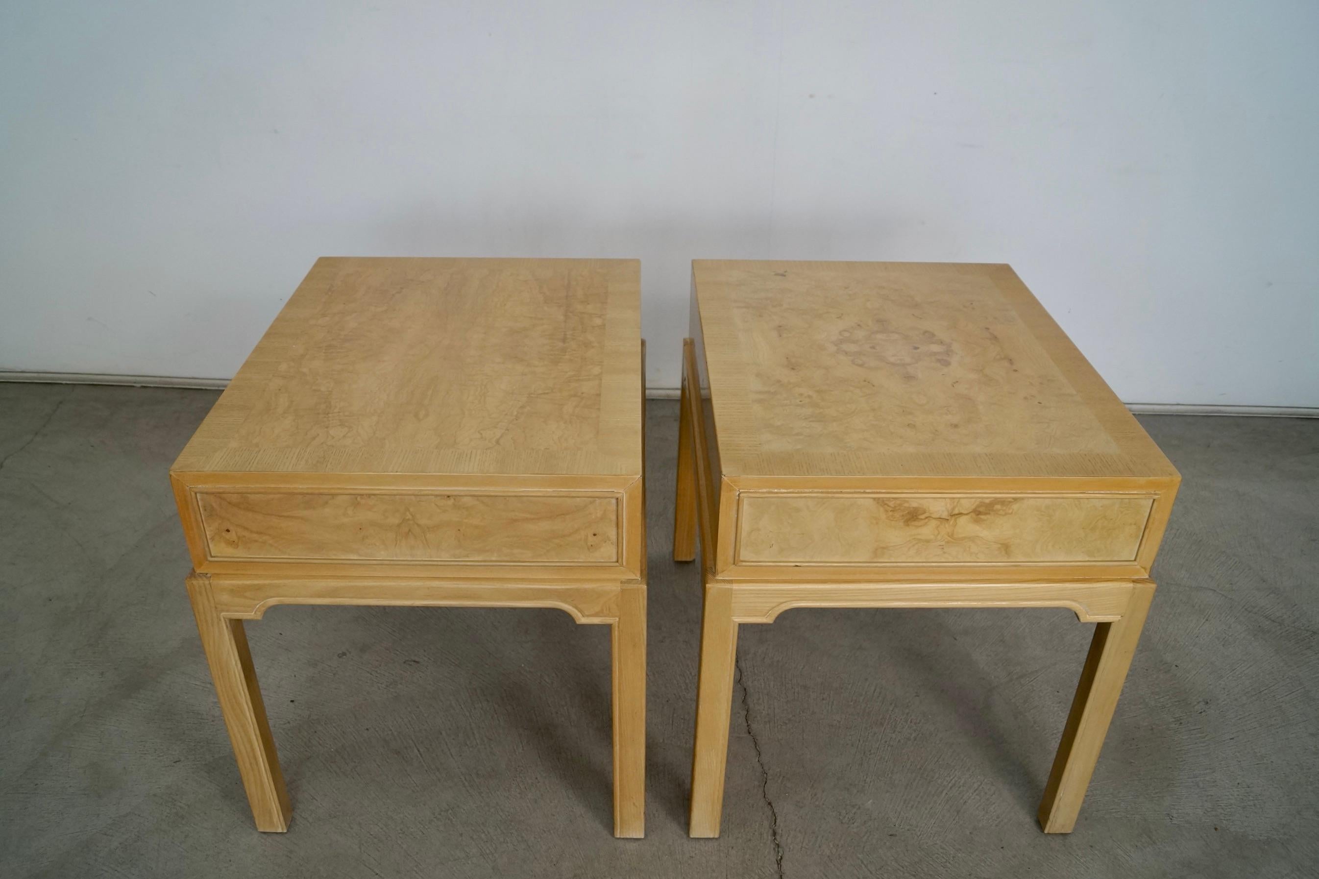 Late 20th Century Vintage Burl Wood Drexel End Tables - A Pair For Sale