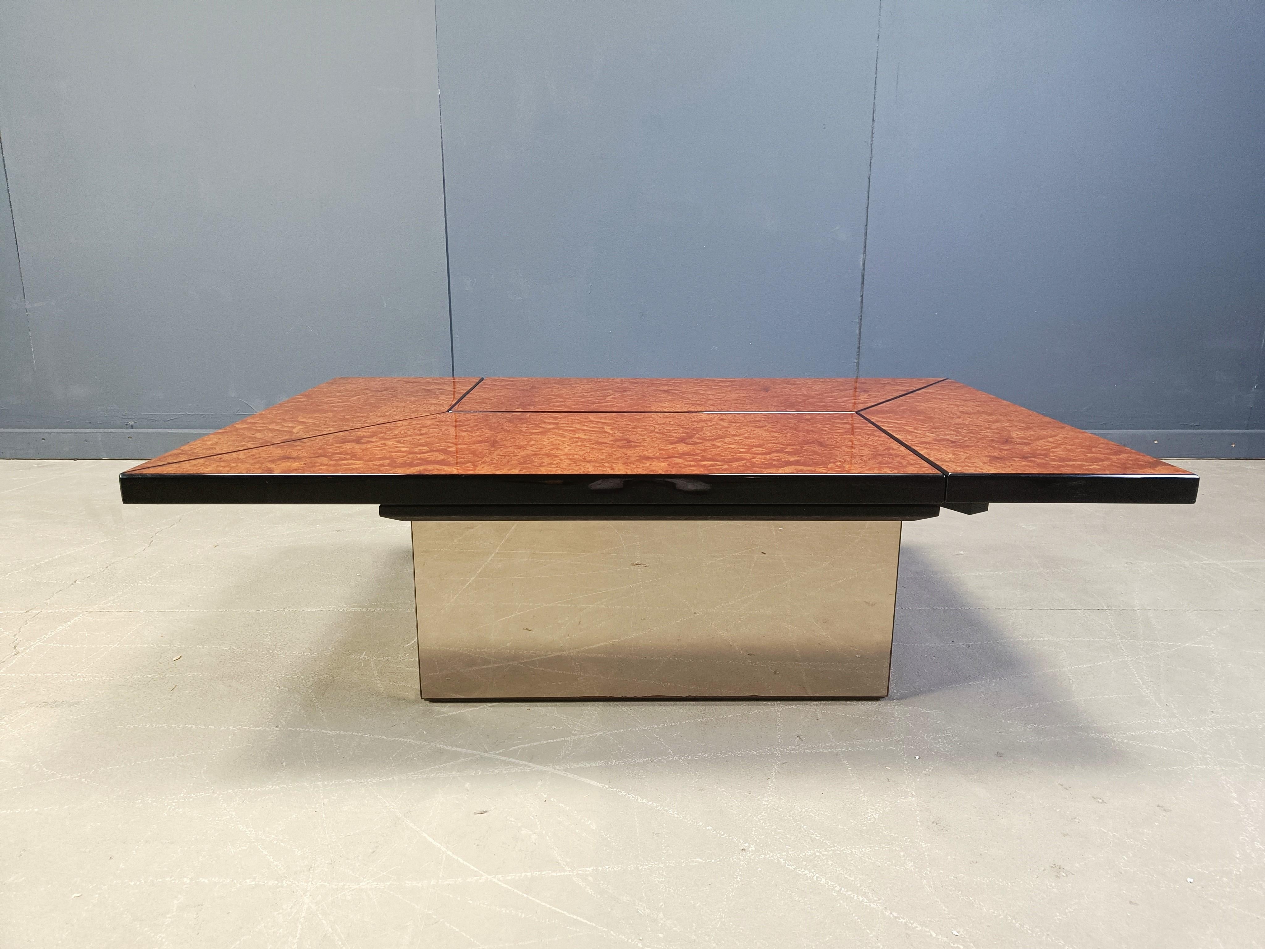 Table basse de bar cachée en bois de ronce vintage par Paul Michel, 1970 en vente 3