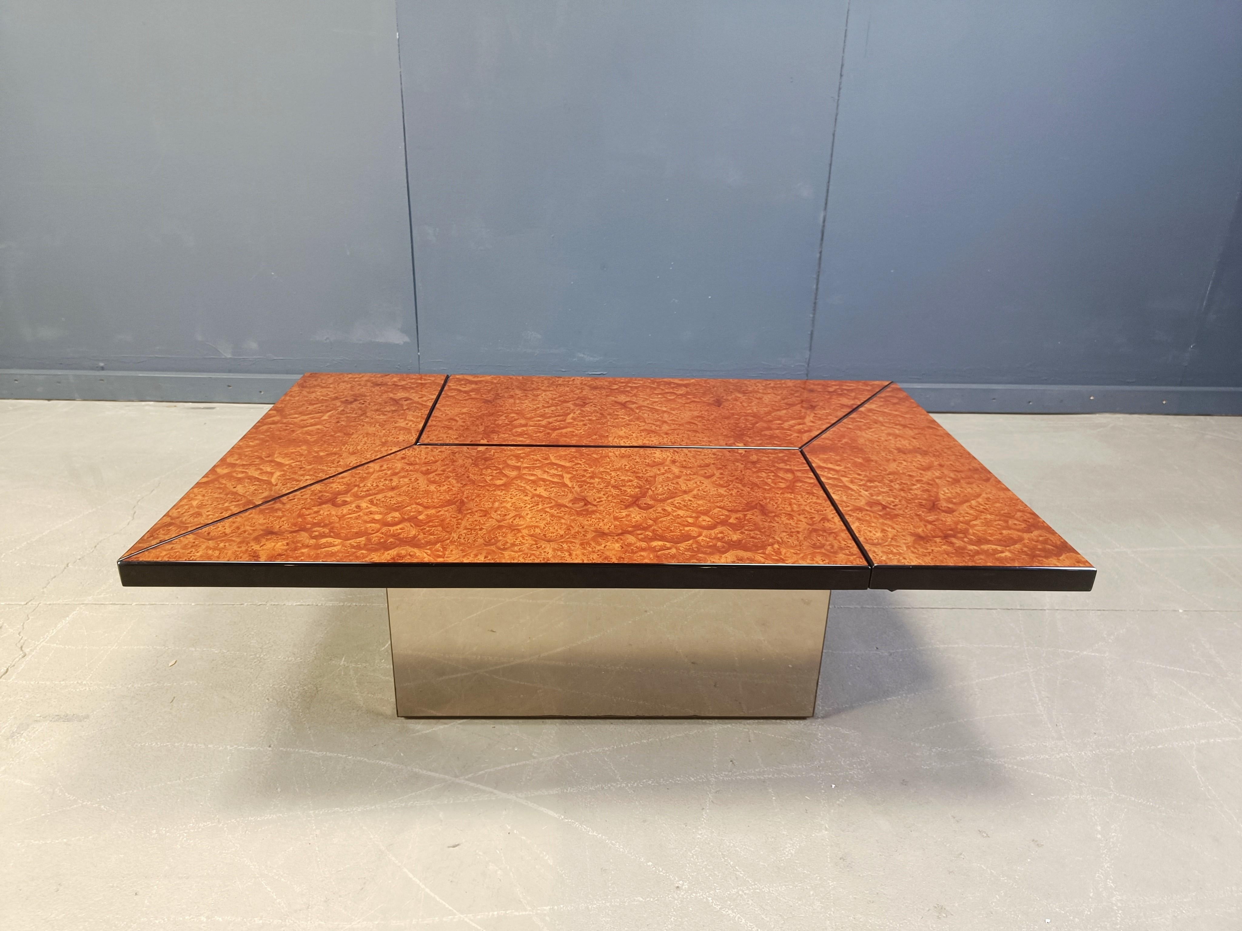 Table basse de bar cachée en bois de ronce vintage par Paul Michel, 1970 en vente 4