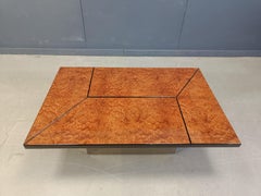 Vintage burl wood hidden bar coffee table by Paul Michel, 1970s