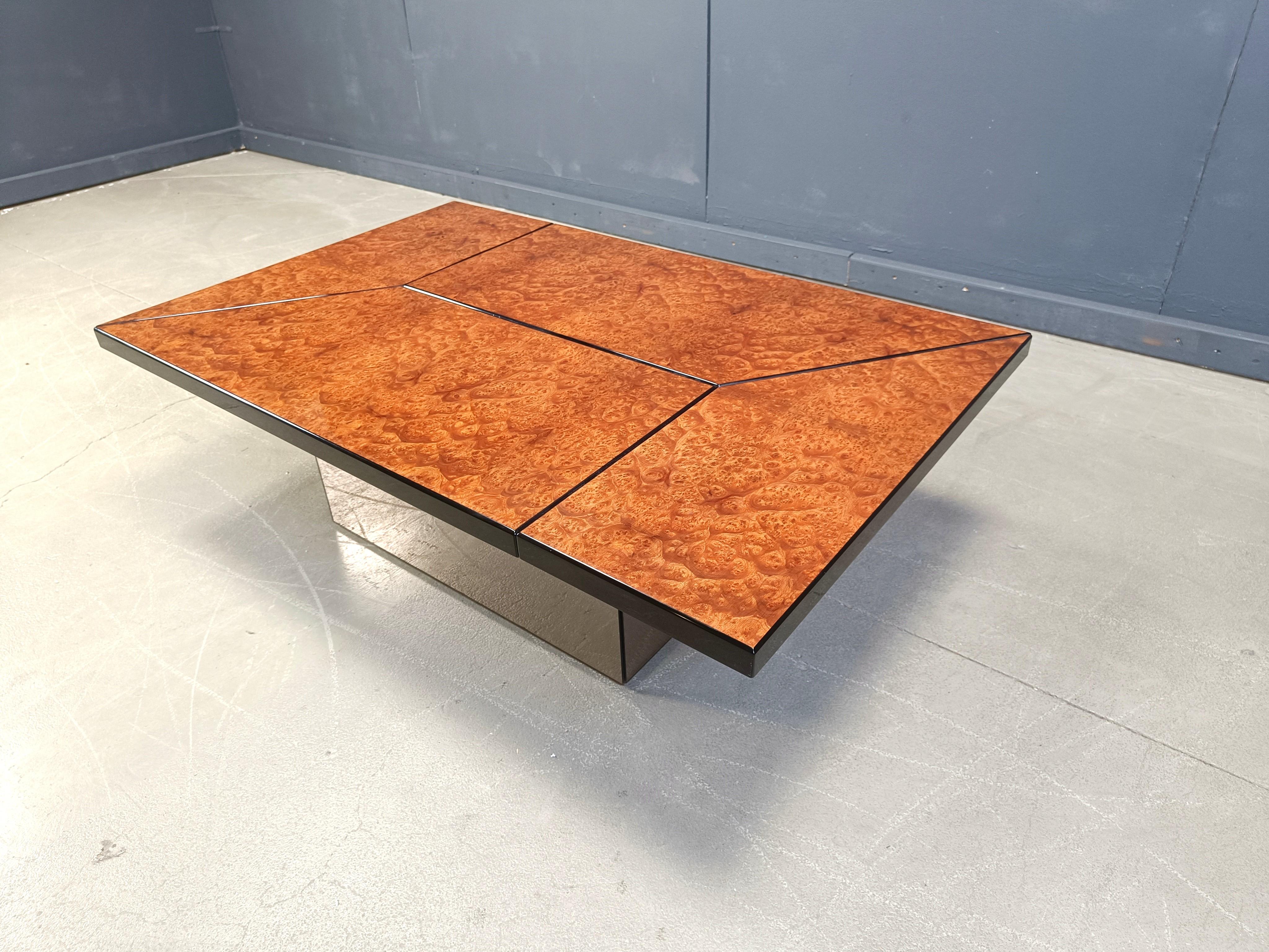 Table basse de bar cachée en bois de ronce vintage par Paul Michel, 1970 en vente 1