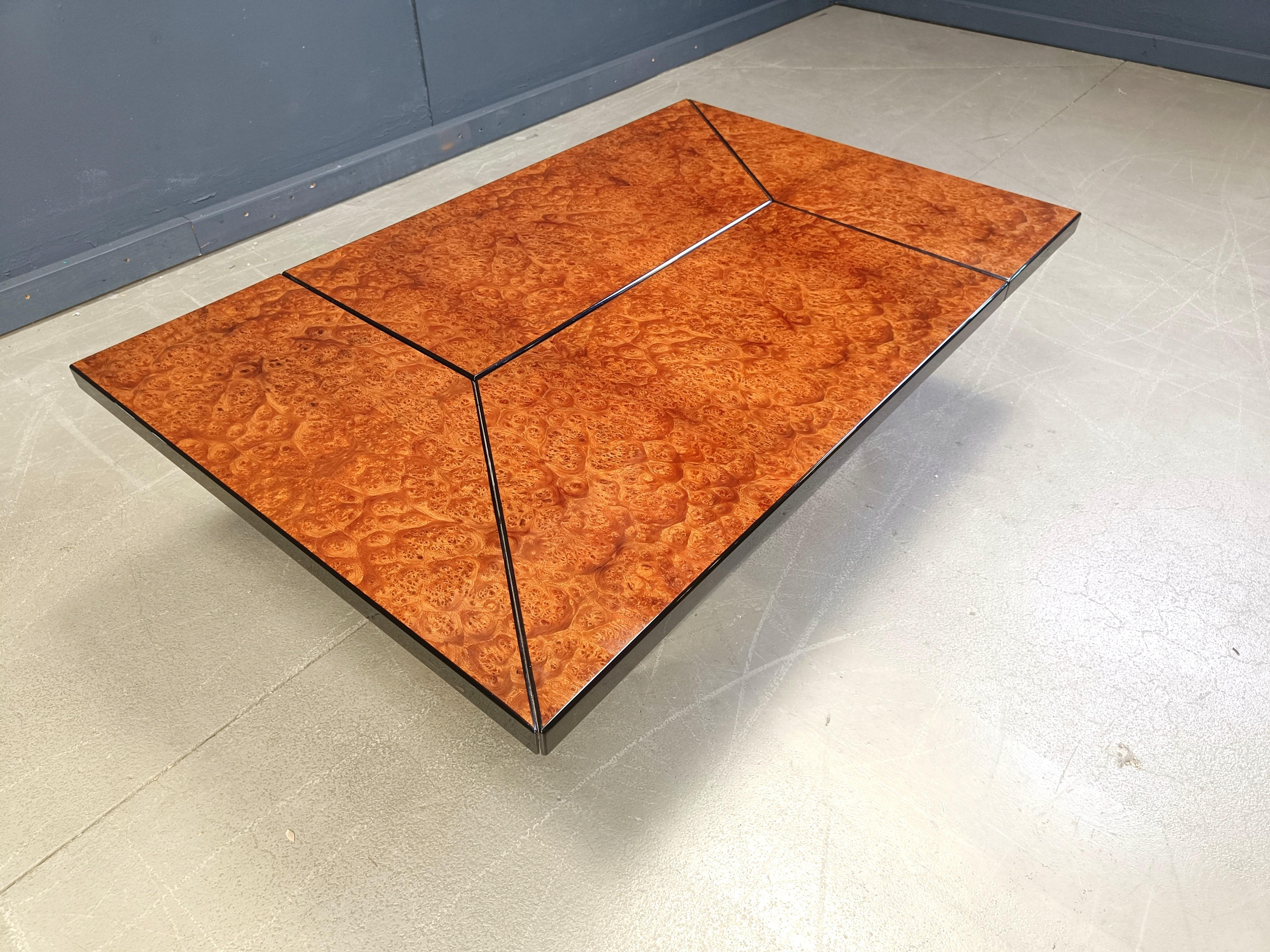 Table basse de bar cachée en bois de ronce vintage par Paul Michel, 1970 en vente 2