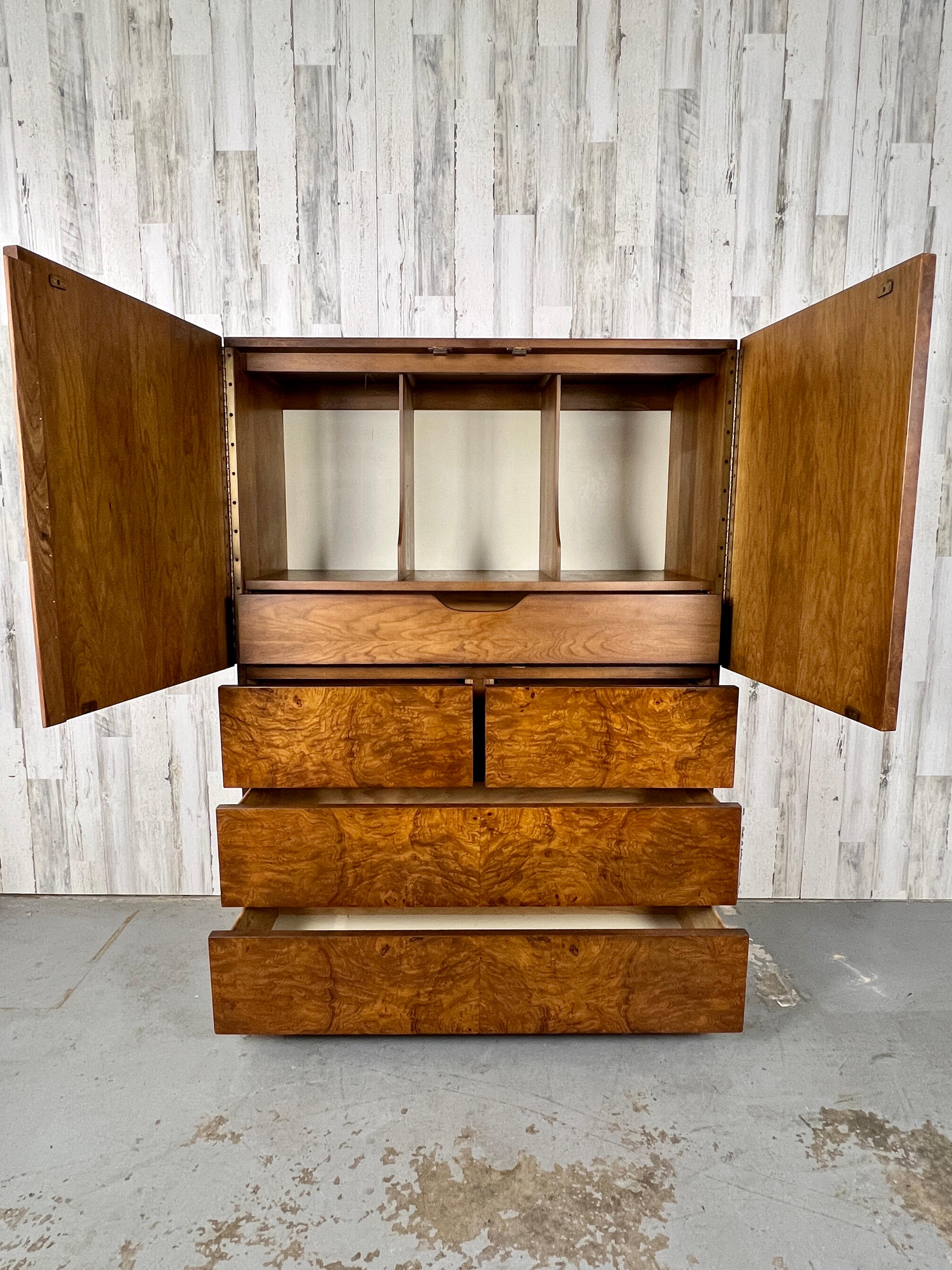 Vintage Burl Wood High-boy Dresser 4