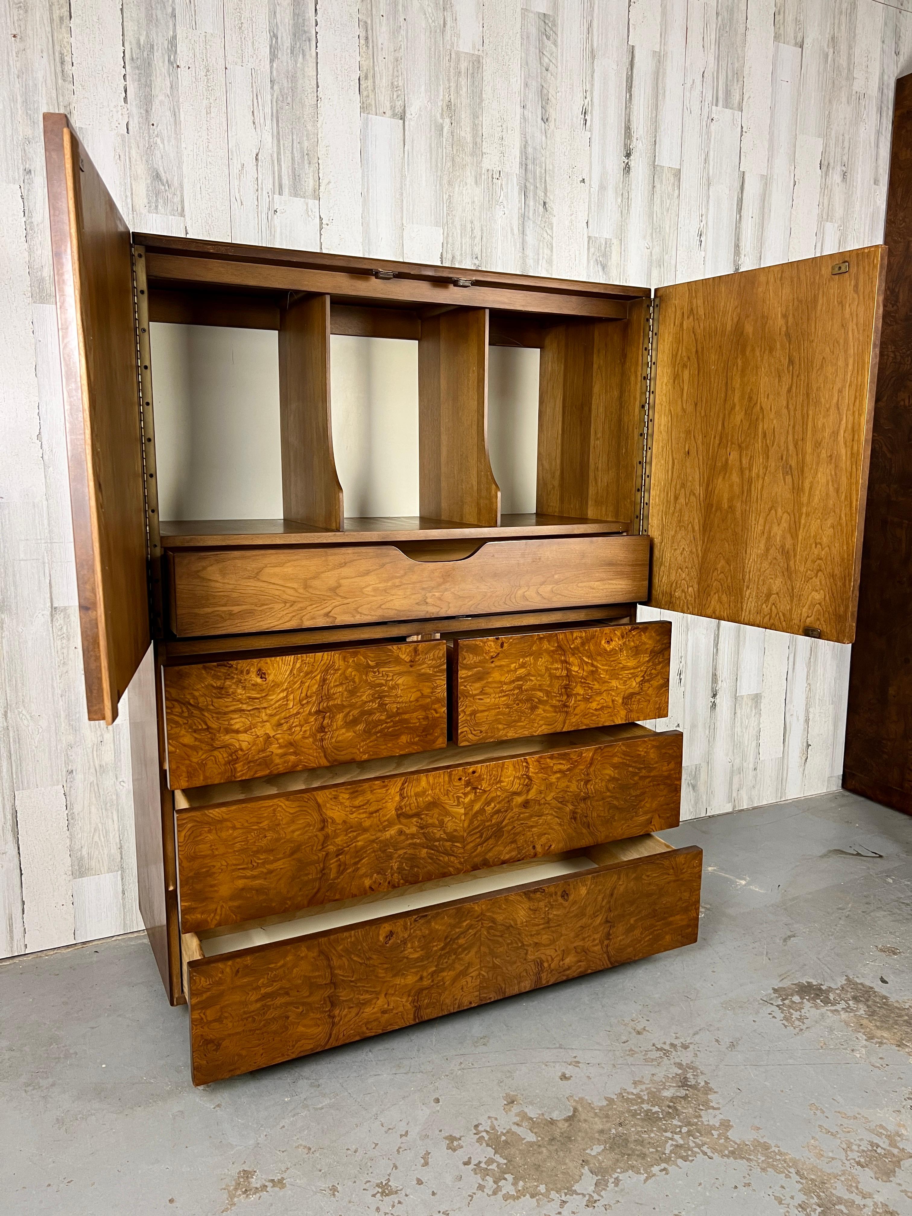 Vintage Burl Wood High-boy Dresser 5