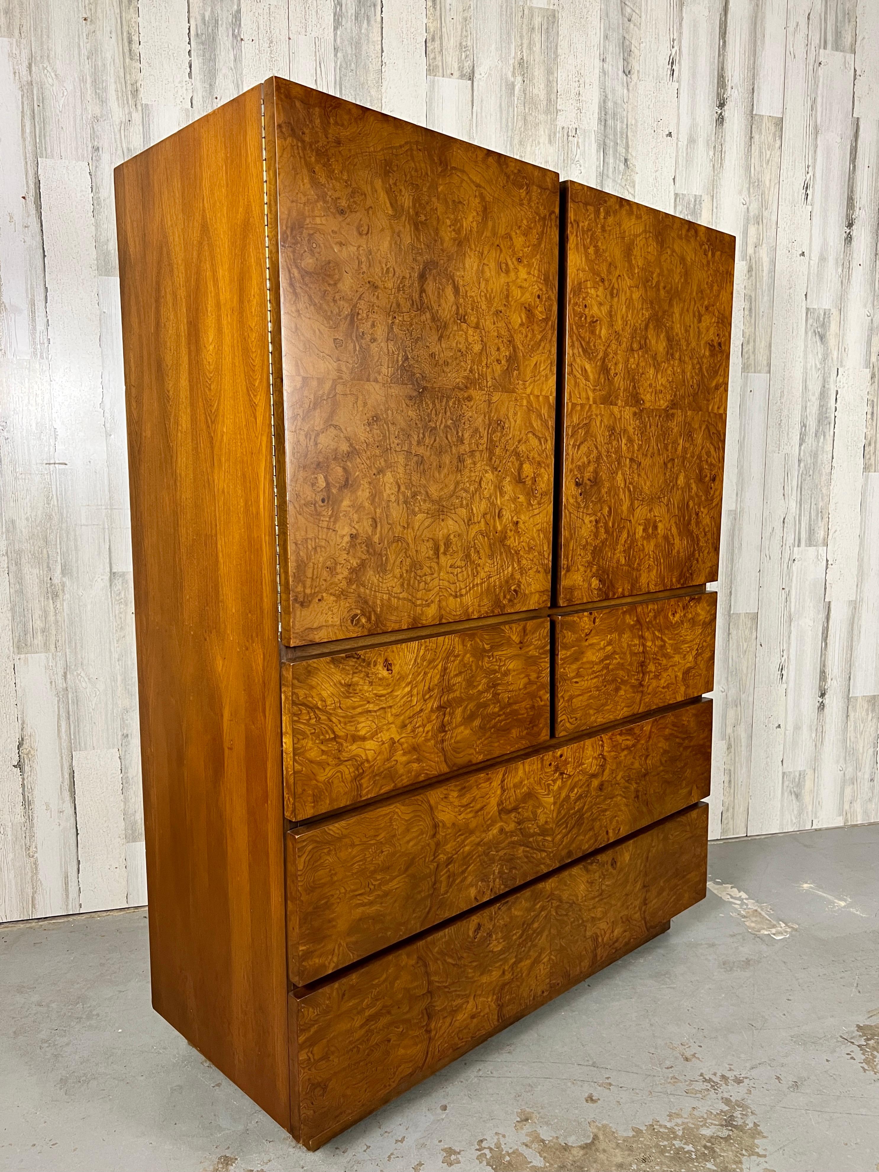 Vintage Burl Wood High-boy Dresser 10