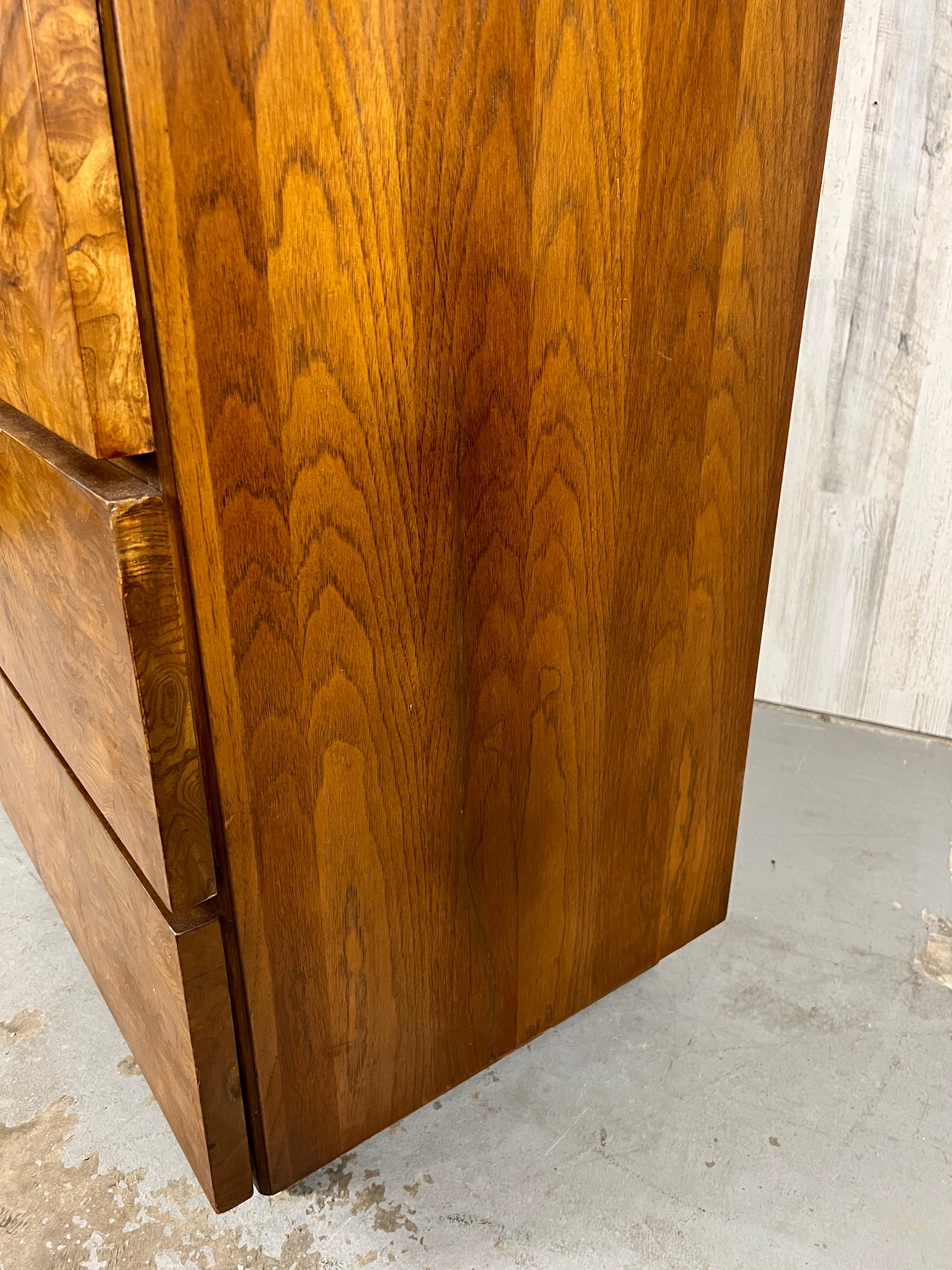 Vintage Burl Wood High-boy Dresser 12
