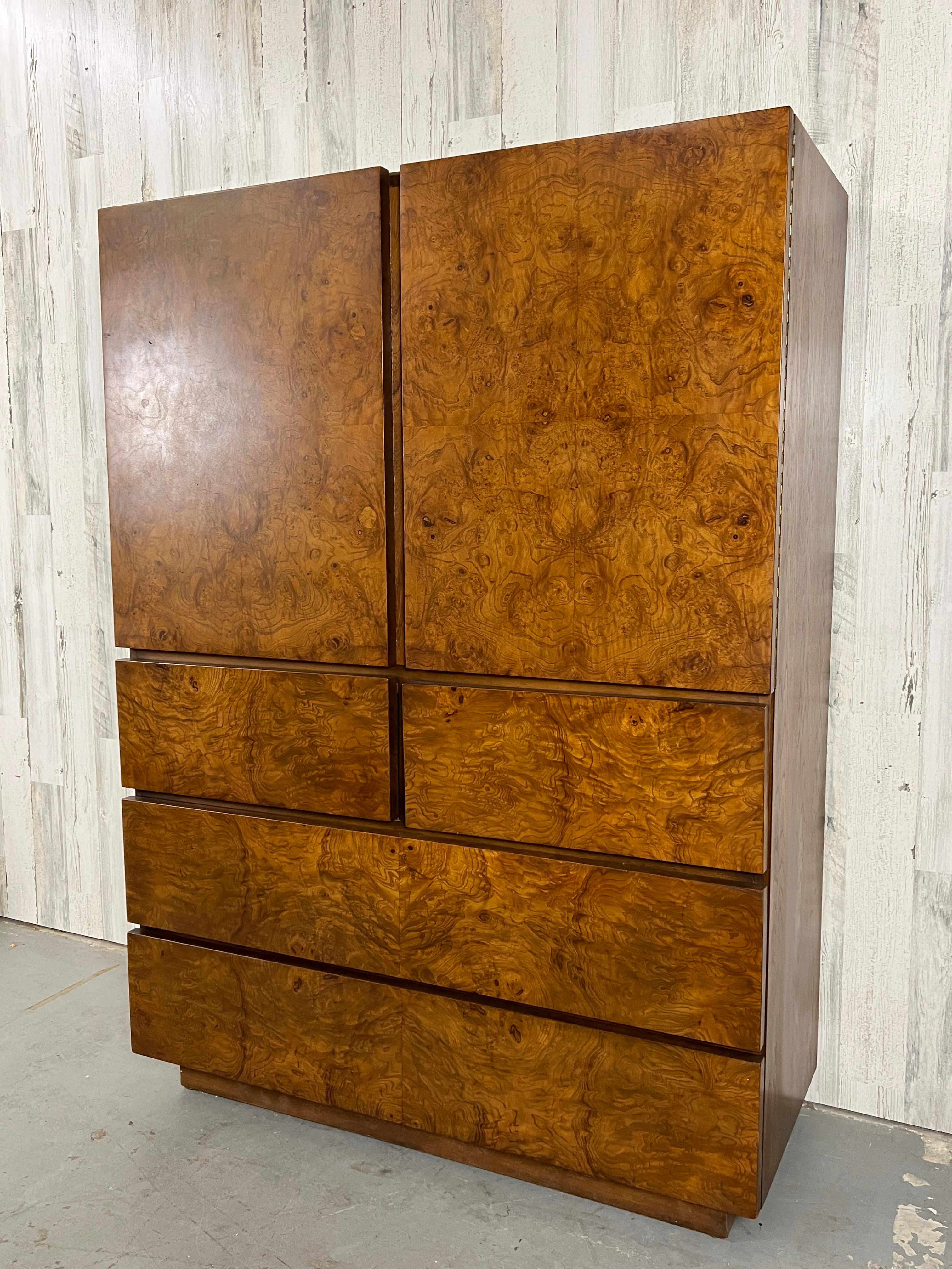 North American Vintage Burl Wood High-boy Dresser
