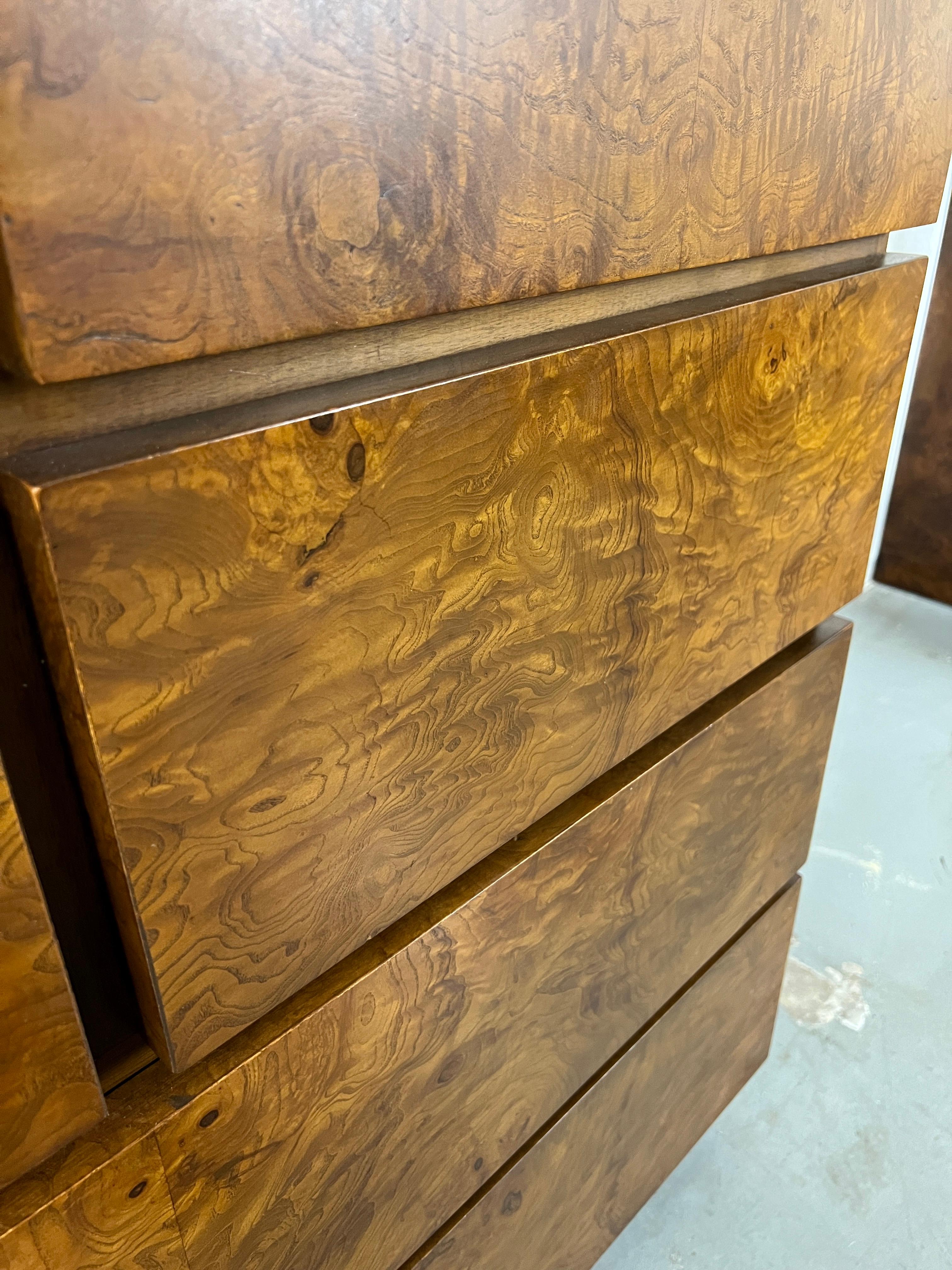 20th Century Vintage Burl Wood High-boy Dresser