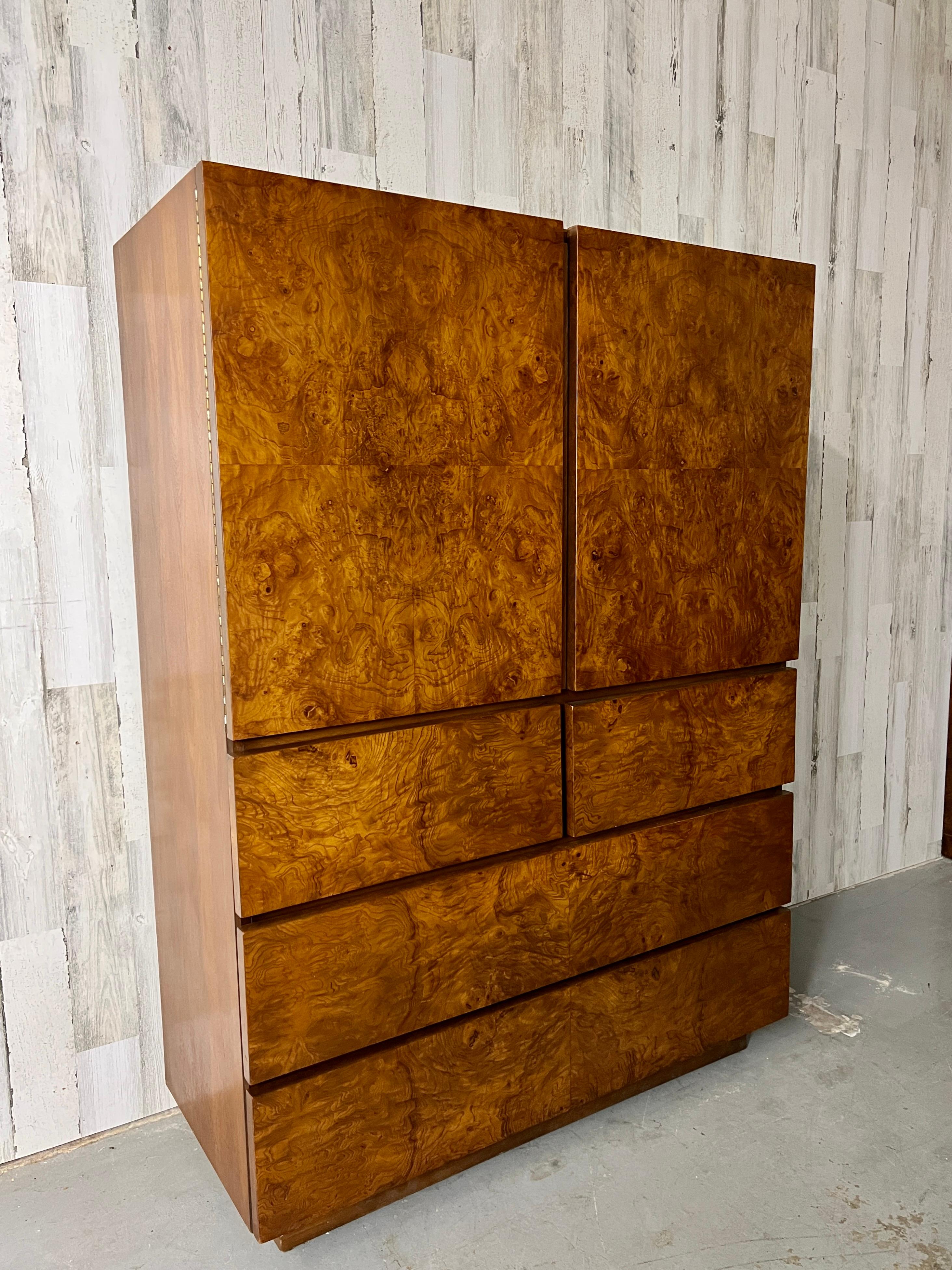 Vintage Burl Wood High-boy Dresser 2