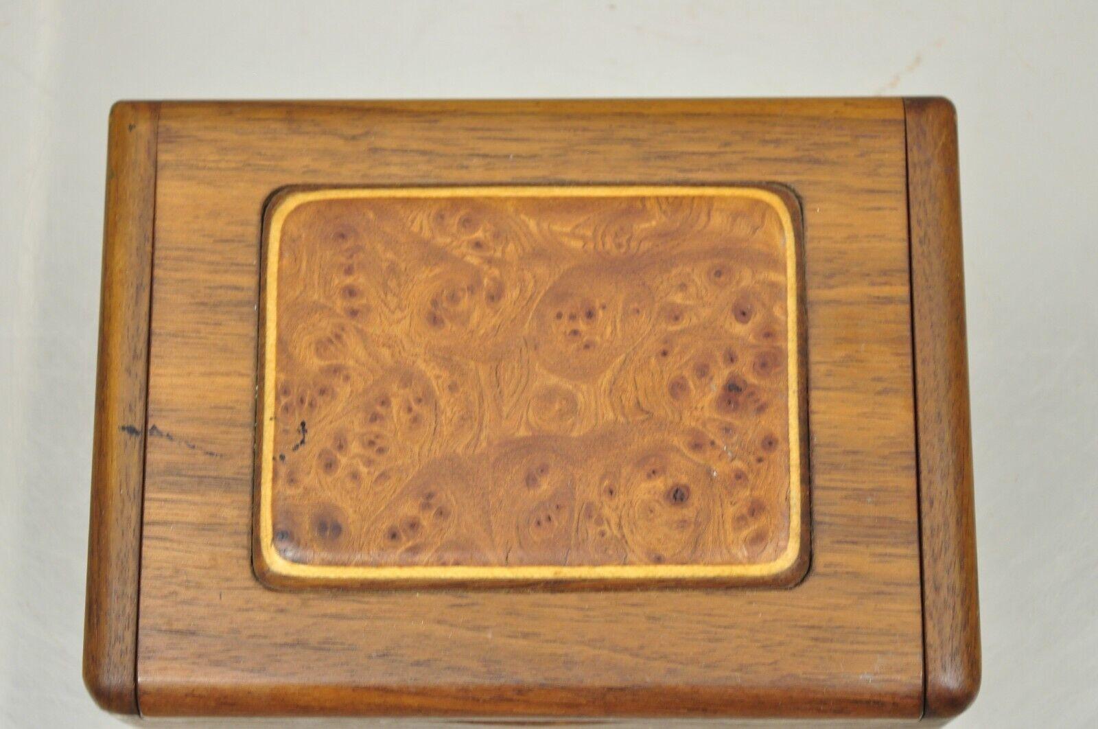 20th Century Vintage Burl Wood Italian Brass Desk Set Small Box Scissors and Letter Opener