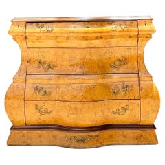 Vintage Burl Wood Marquetry Bombe Chest