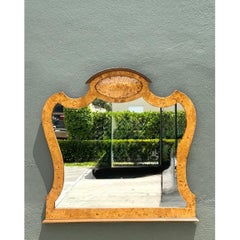 Miroir mural vintage en marqueterie de bois de loupe