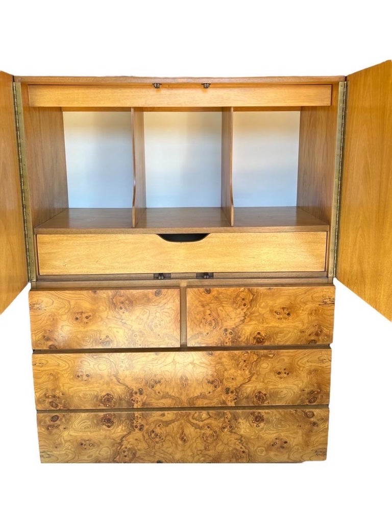 Vintage Burl Wood MidCentury Modern Dresser and End Table Stand Set of