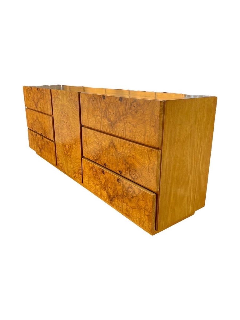 Vintage Burl Wood MidCentury Modern Dresser and End Table Stand Set of