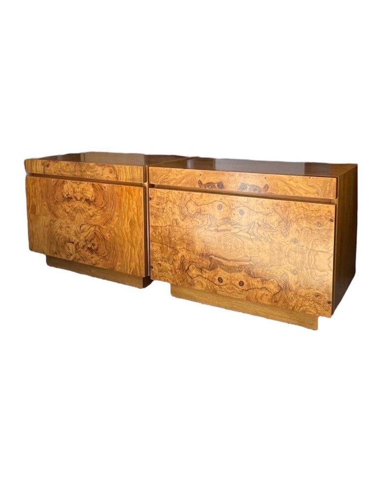 Vintage Burl Wood MidCentury Modern Dresser and End Table Stand Set of