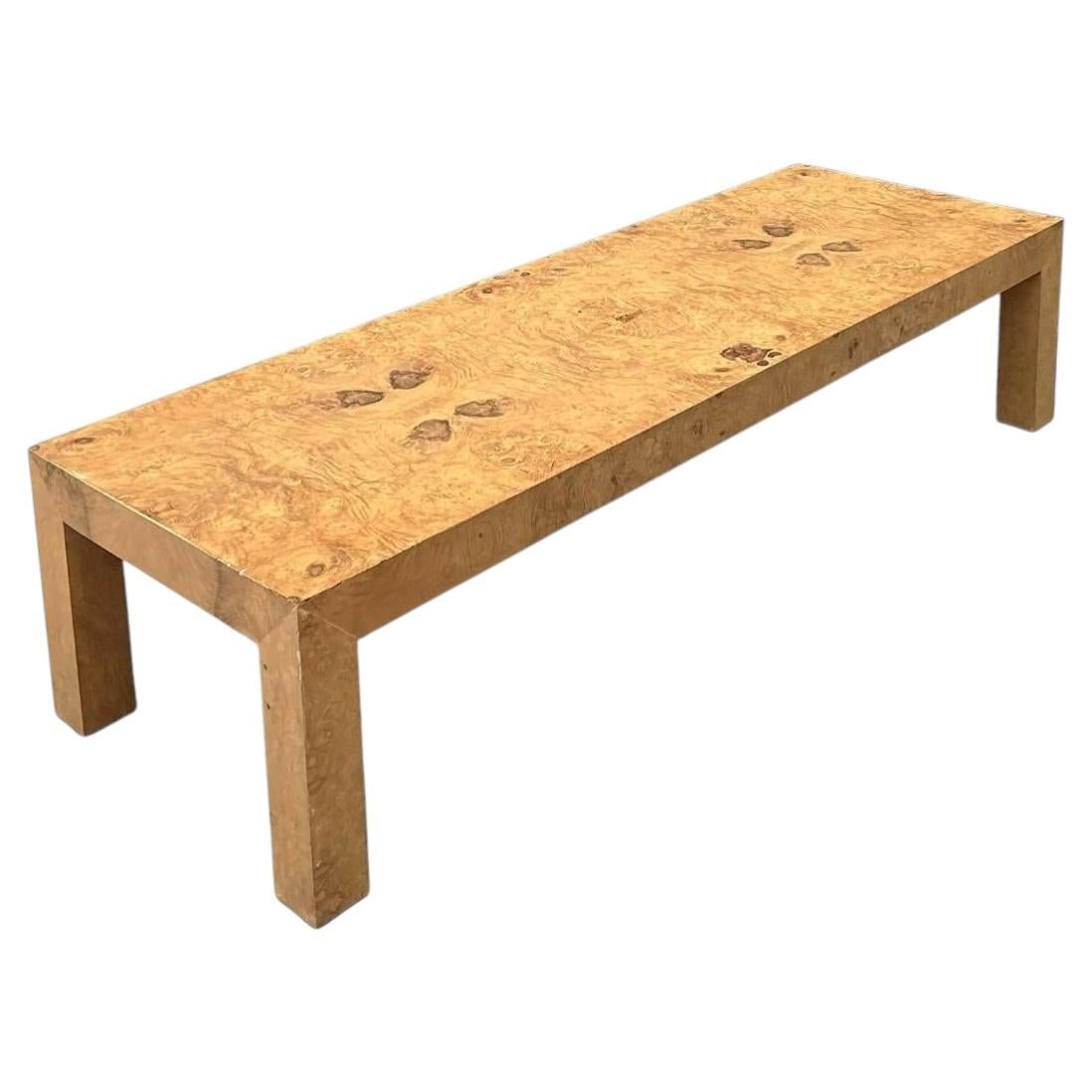 Vintage Burl Wood Parsons Coffee Table