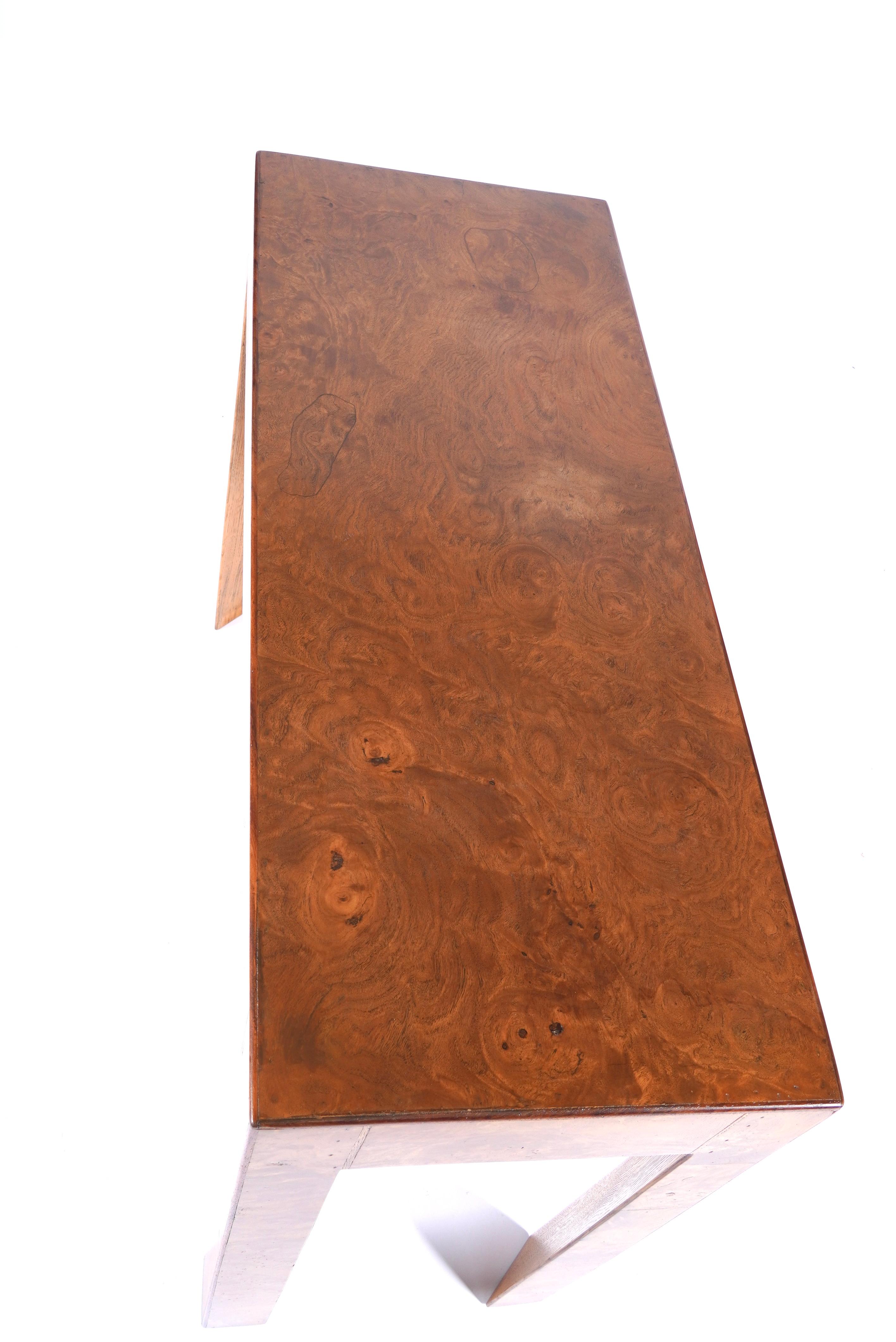 Vintage Burl Wood Parsons / Console Table 3