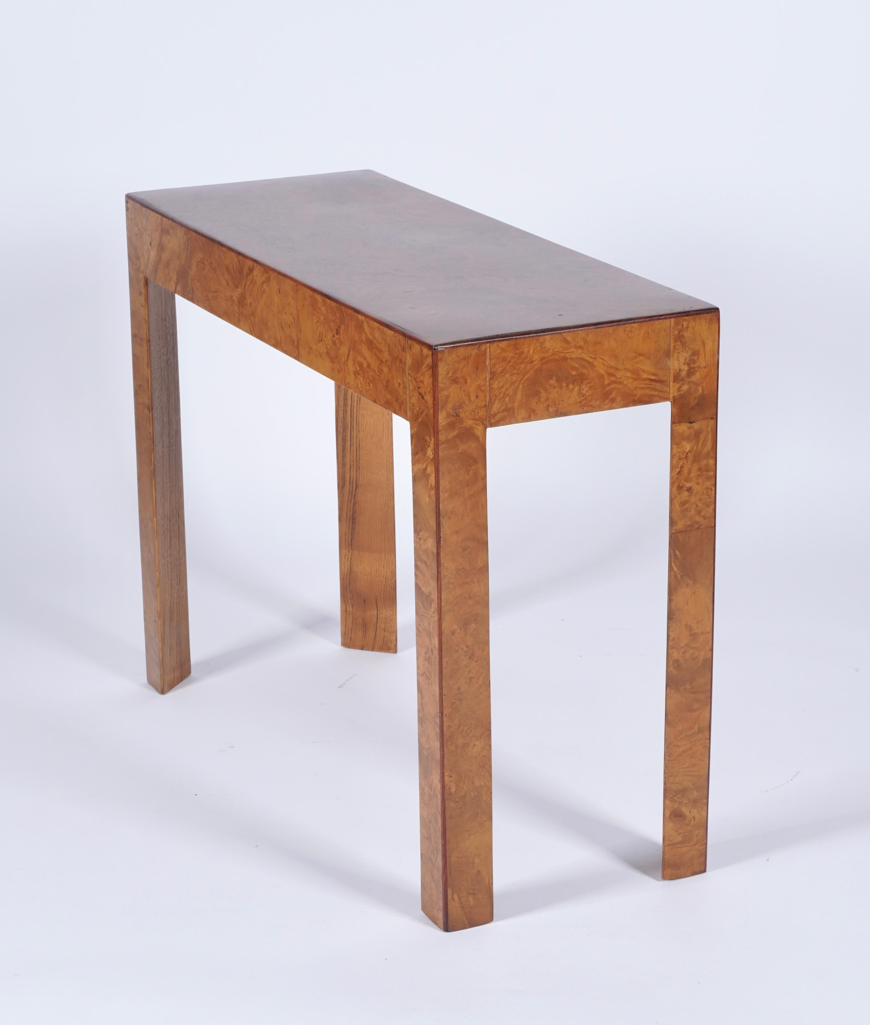 Modern Vintage Burl Wood Parsons / Console Table