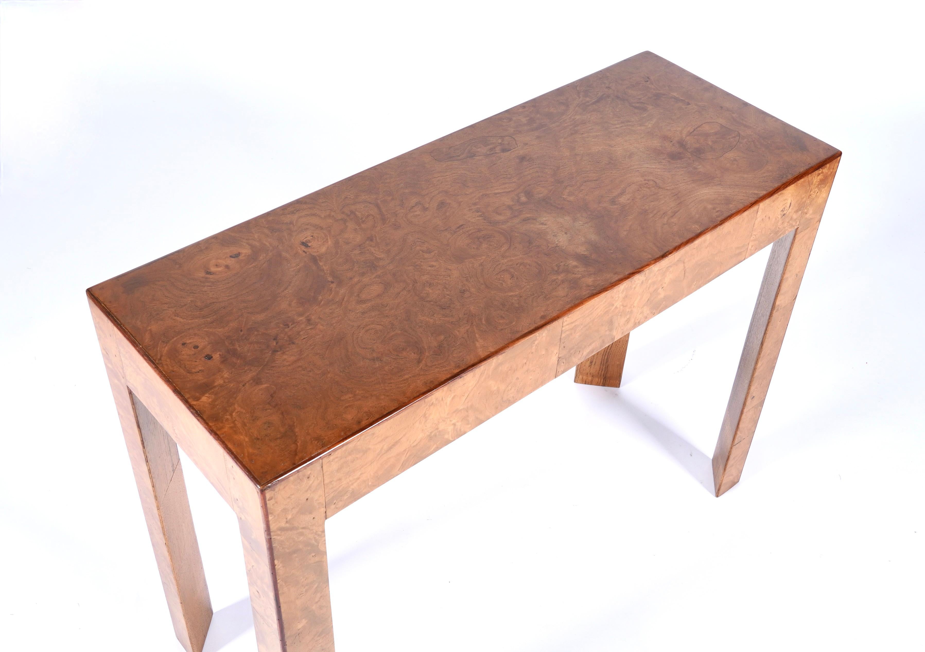 Italian Vintage Burl Wood Parsons / Console Table