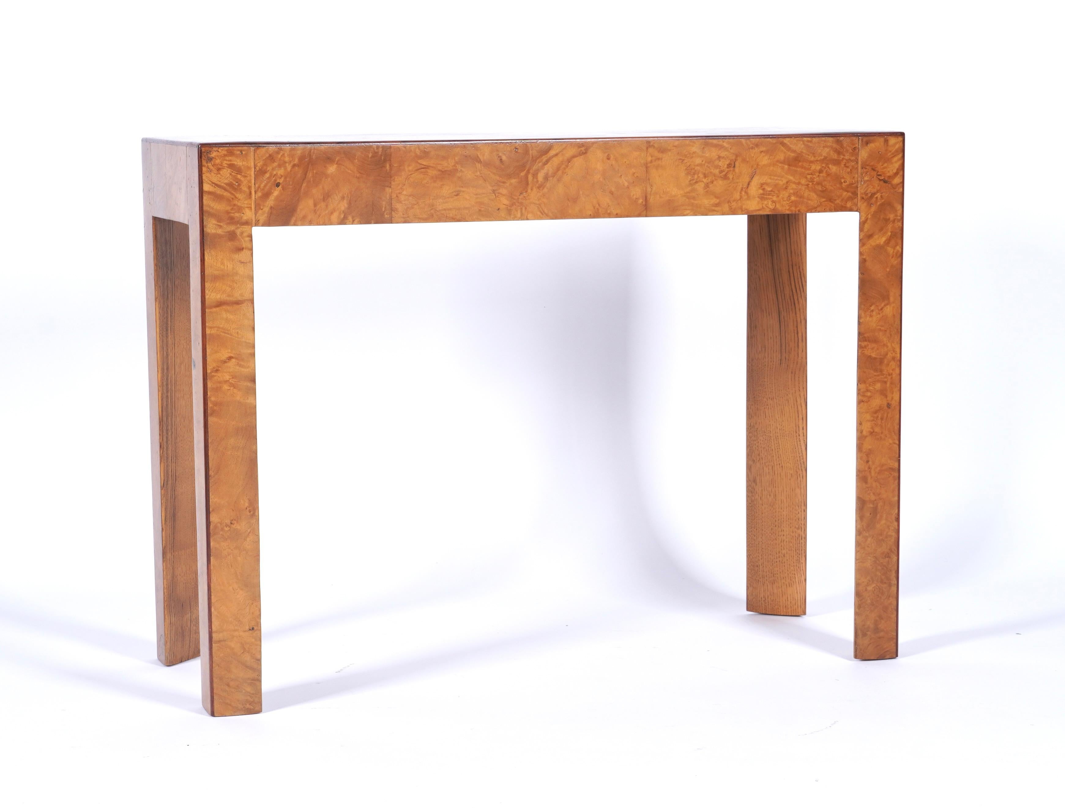 Vintage Burl Wood Parsons / Console Table 2