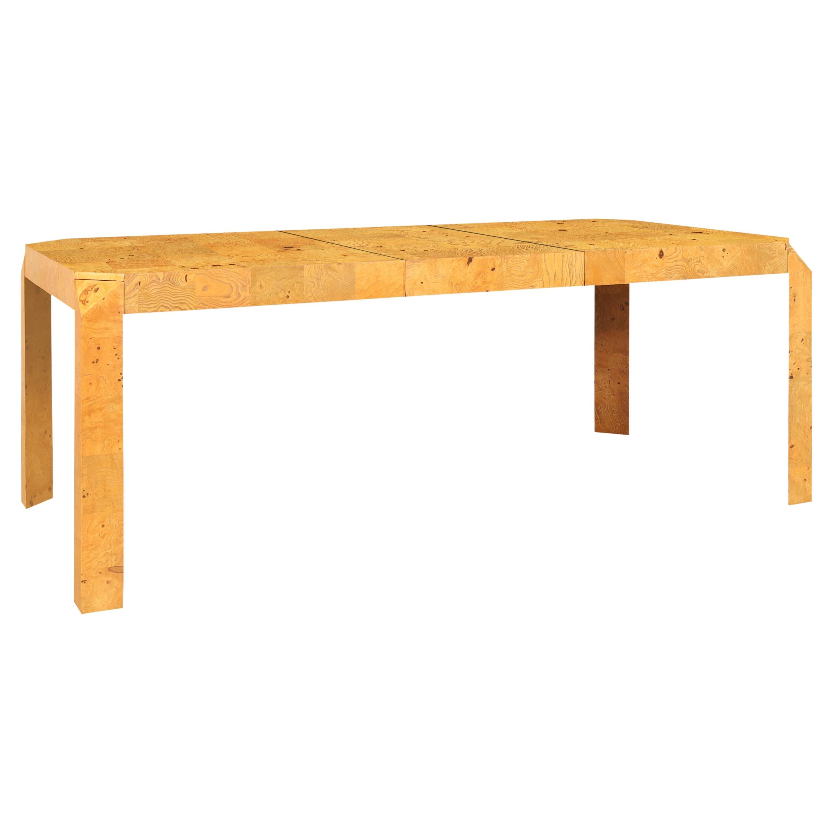 Vintage Burl Wood Parsons Dining Table