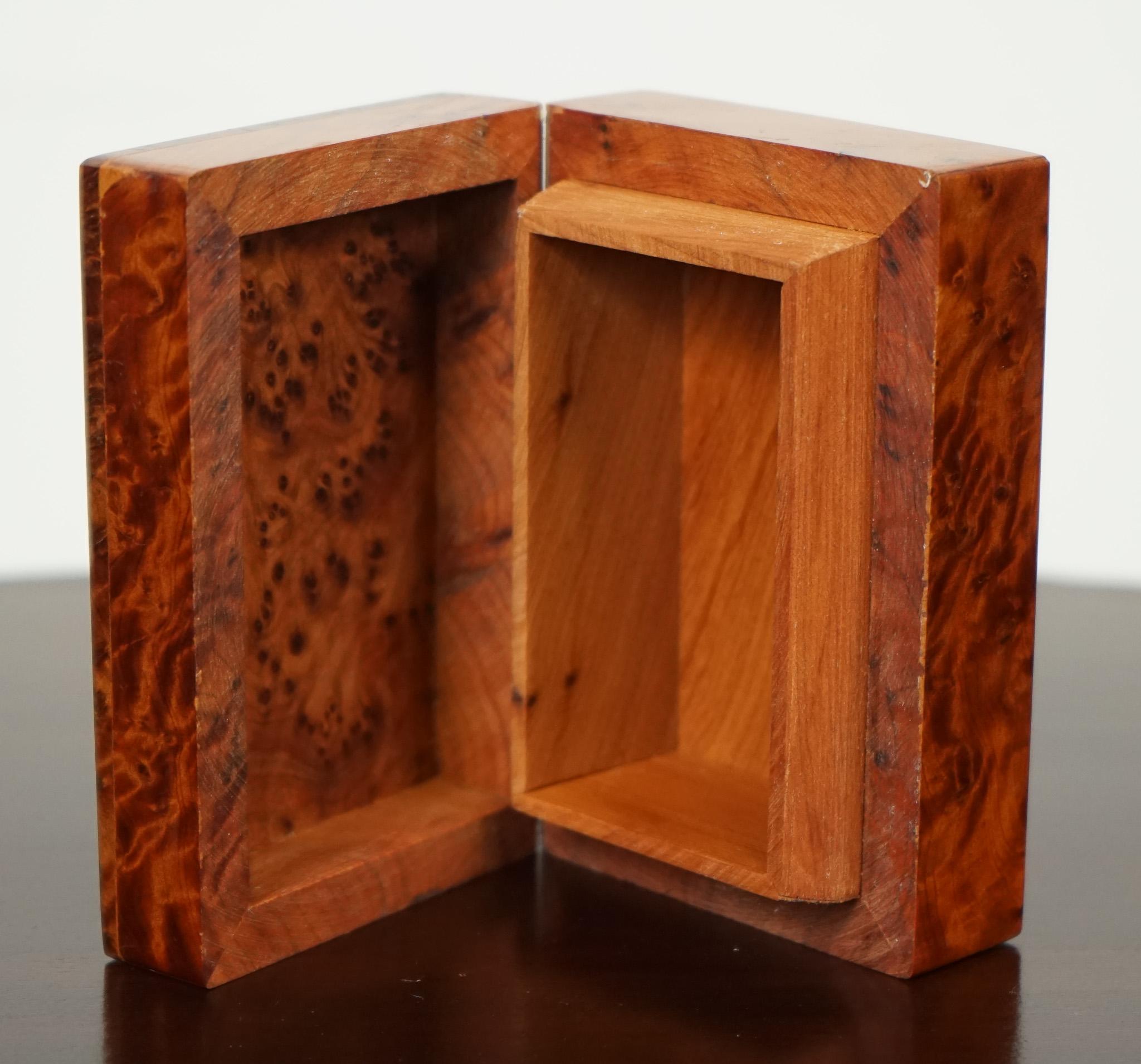 ViNTAGE BURL WOOD SMALL BOX FOR CARDS JEWELLERY For Sale 3