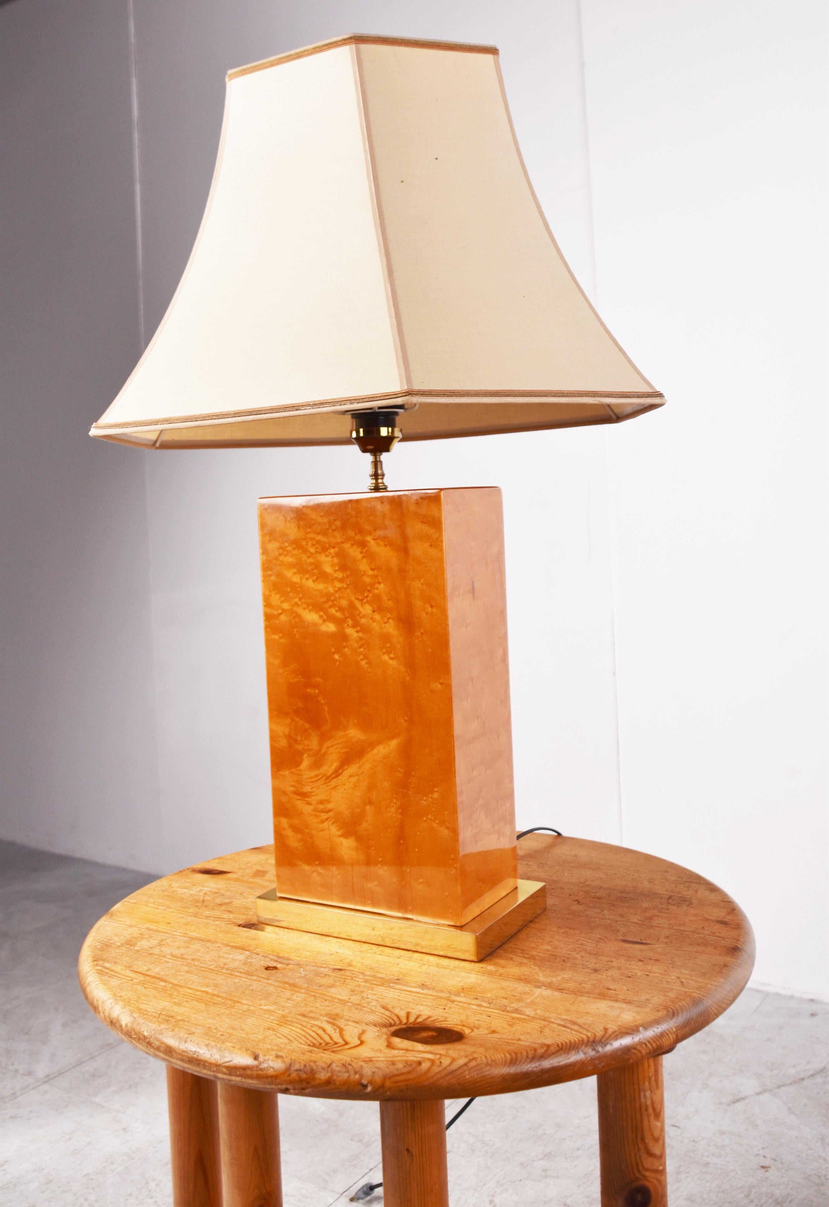 Hollywood Regency Vintage Burl Wood Table Lamp, 1970s For Sale