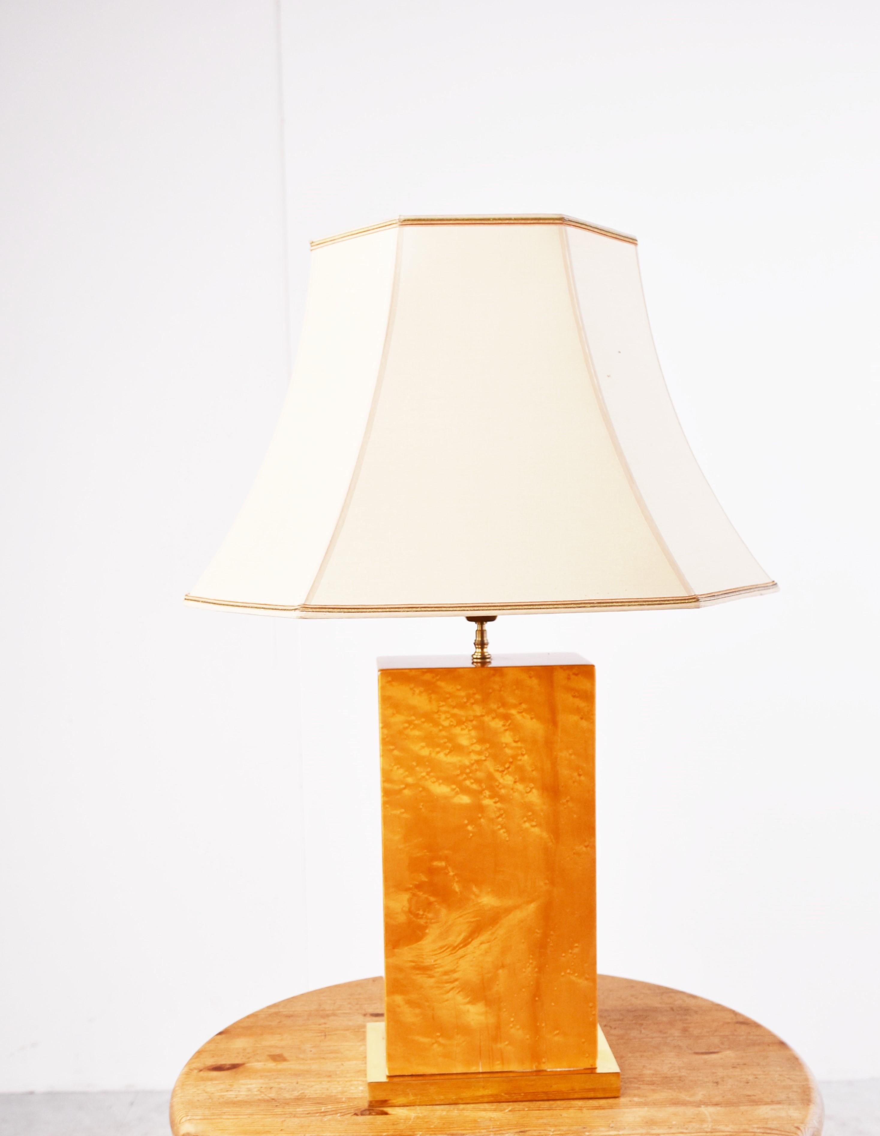 French Vintage Burl Wood Table Lamp, 1970s For Sale