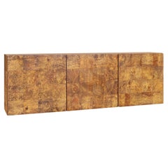 Vintage Burl Wood Wall-Mounted Credenza by Milo Baughman for Thayer Coggin