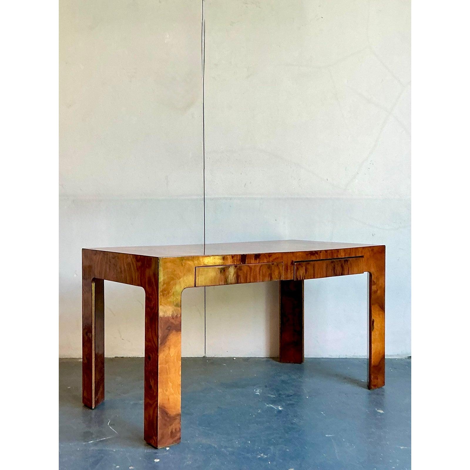 Vintage Burl Wood Writing Desk For Sale 2