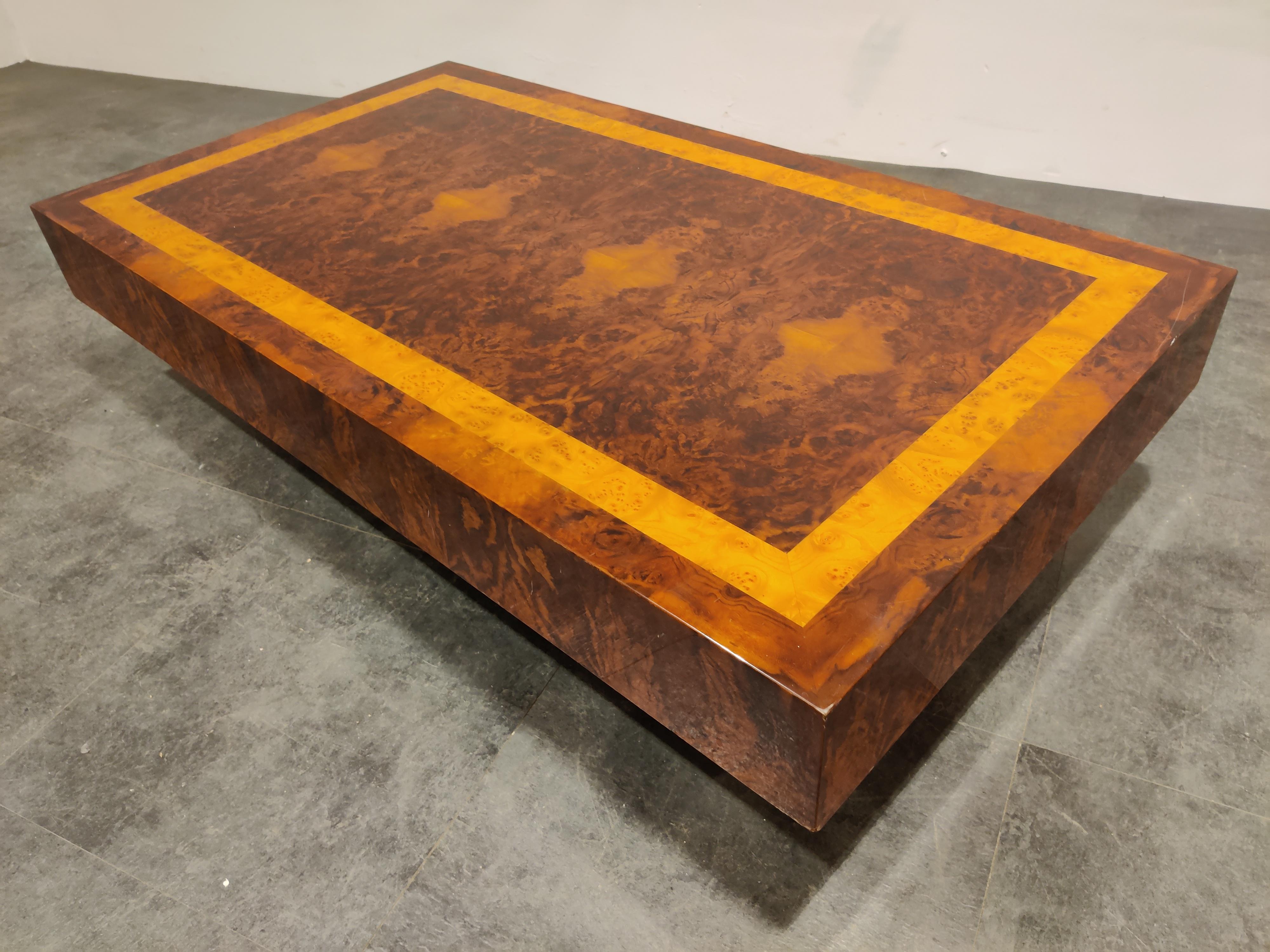 Vintage Burl Wooden Coffee Table, 1970s 4