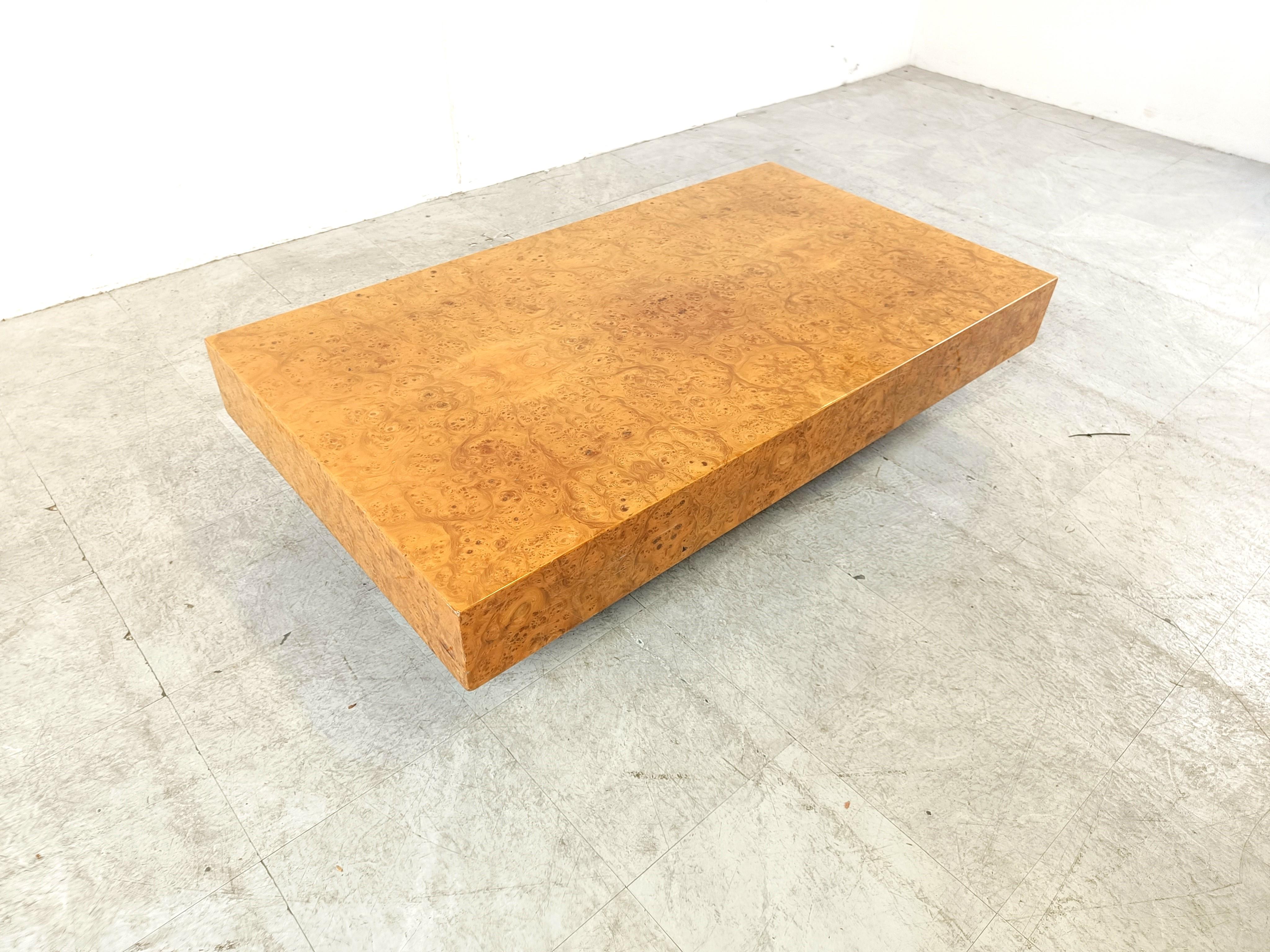 Vintage burl wooden coffee table, 1970s For Sale at 1stDibs