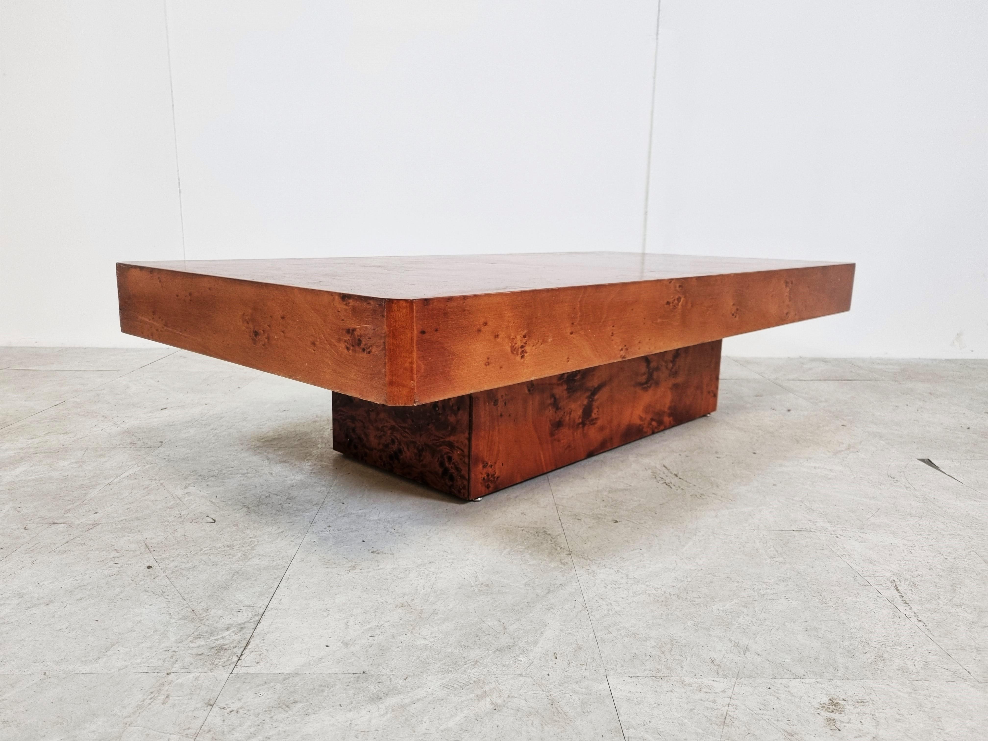 Late 20th Century Vintage Burl Wooden Coffee Table, 1970s