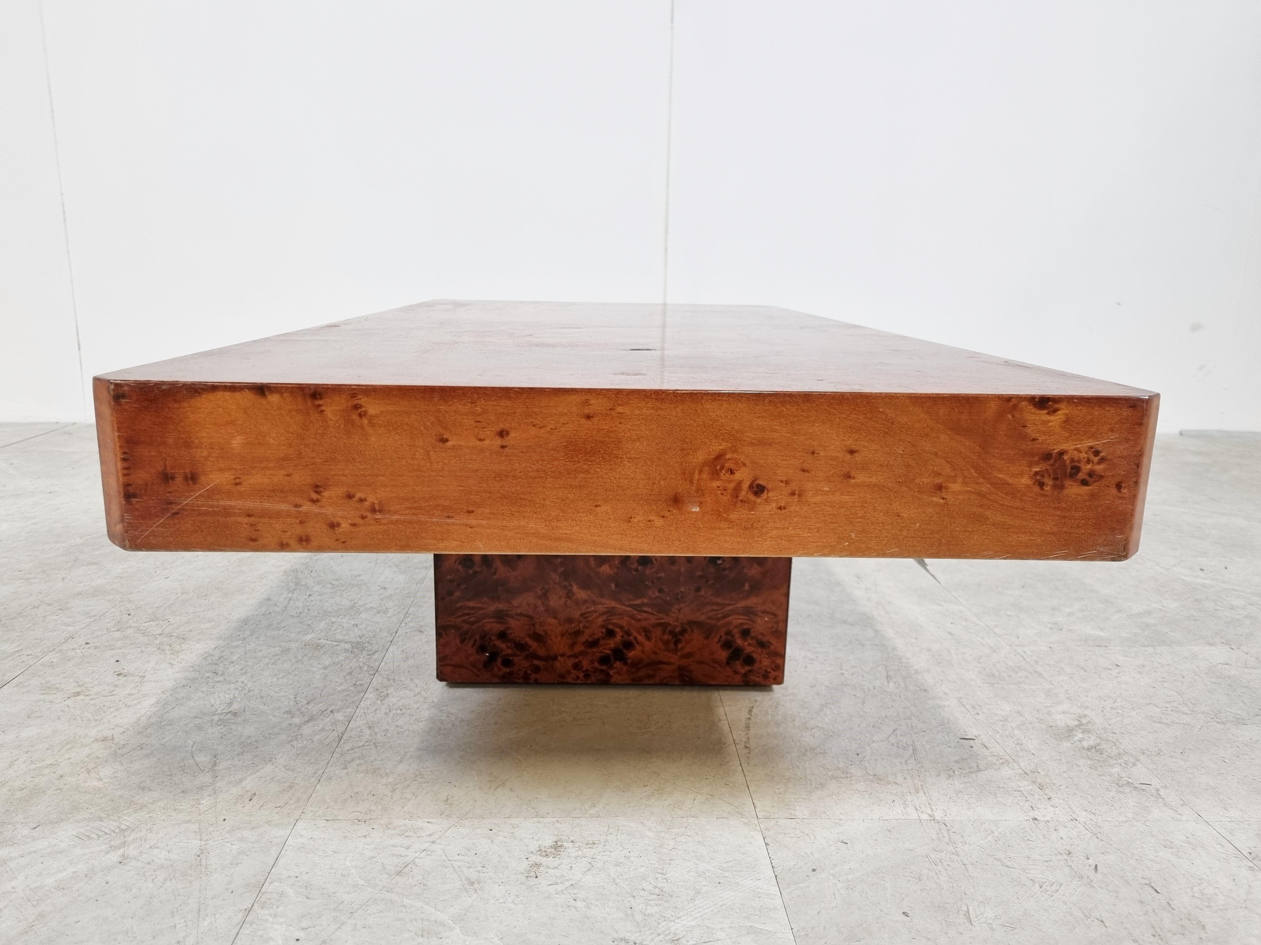 Vintage Burl Wooden Coffee Table, 1970s 1