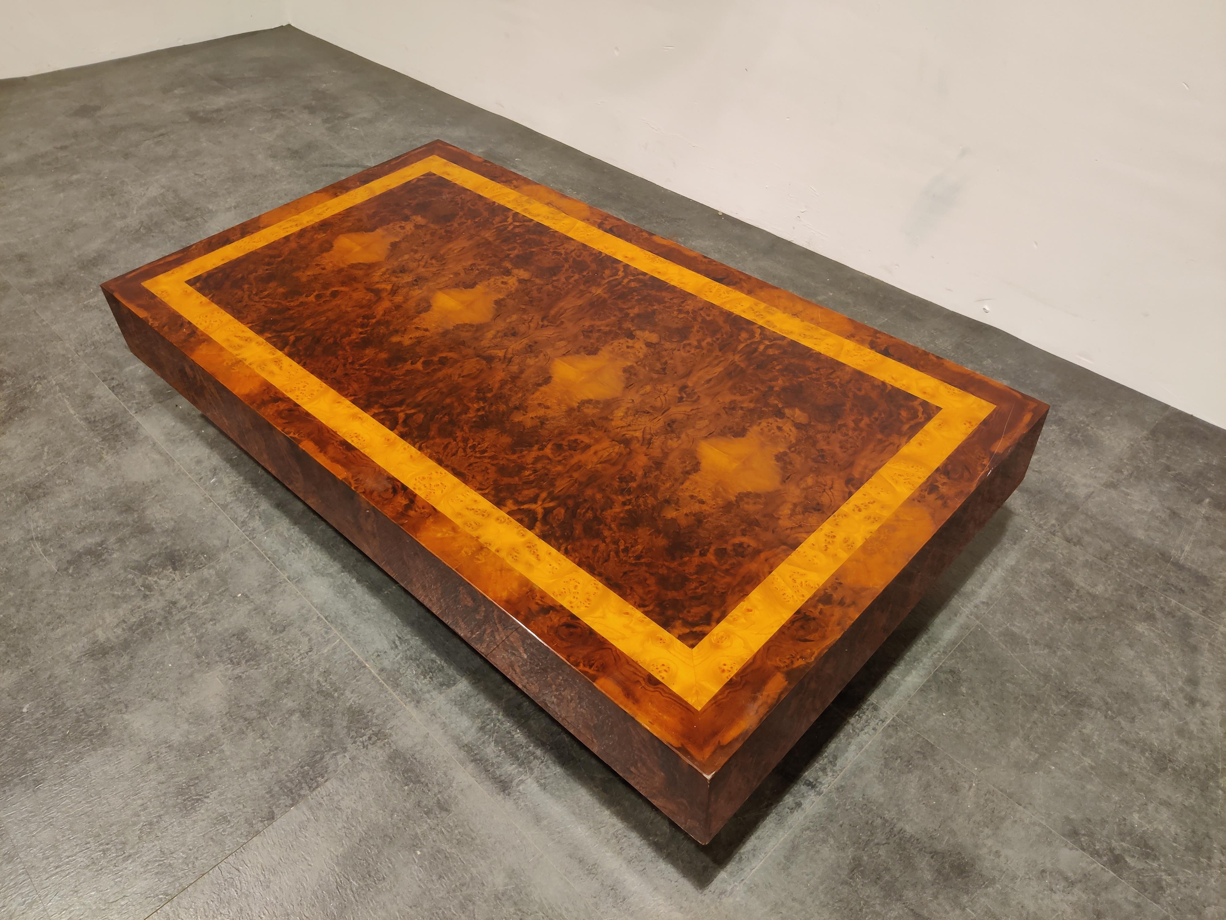 Vintage Burl Wooden Coffee Table, 1970s 1