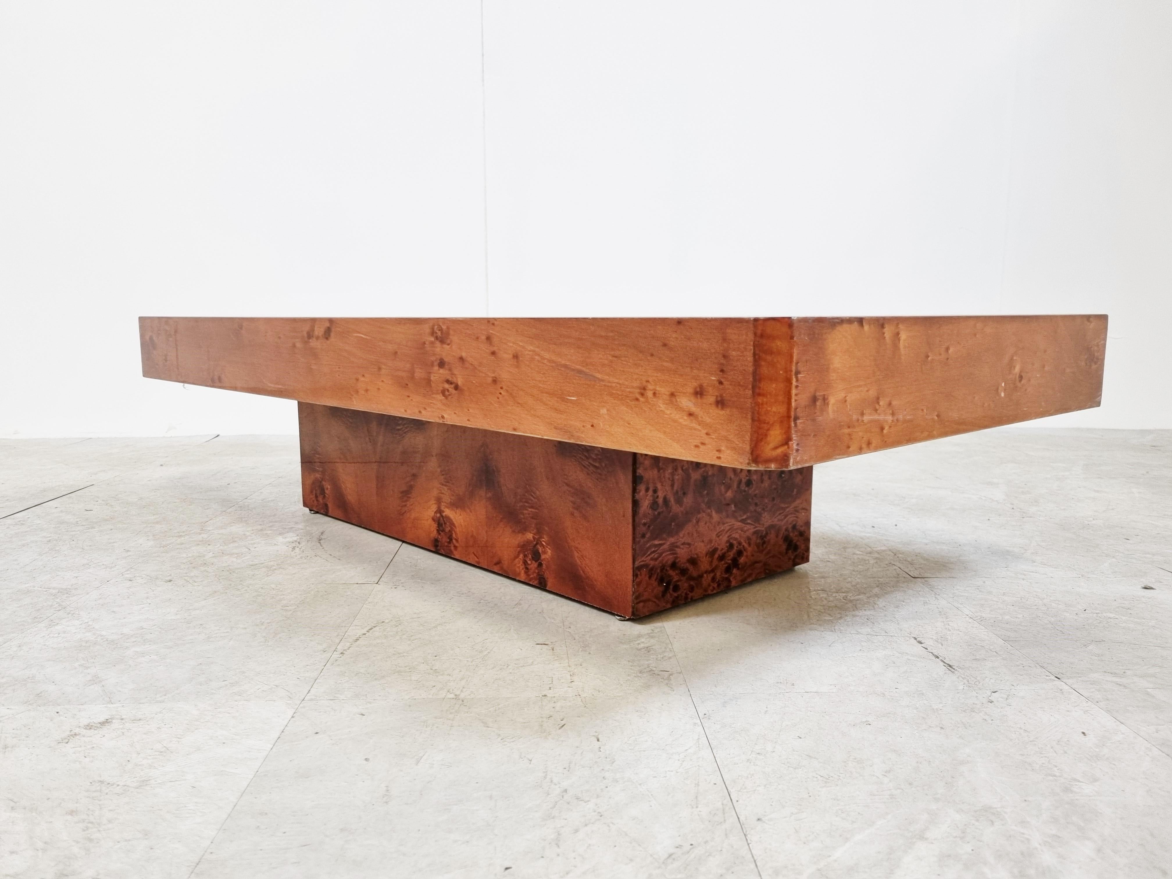 Vintage Burl Wooden Coffee Table, 1970s 2