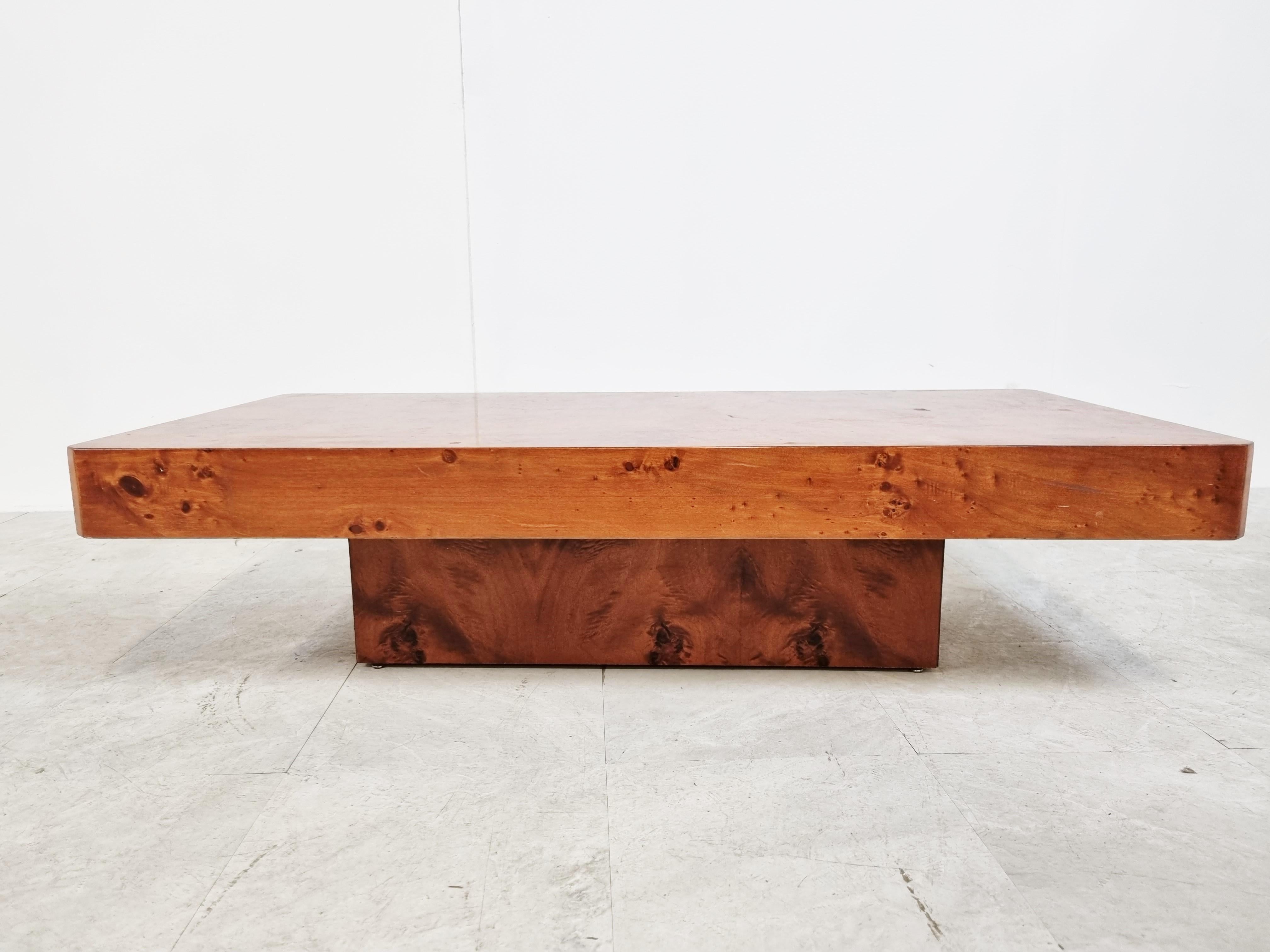 Vintage Burl Wooden Coffee Table, 1970s 3
