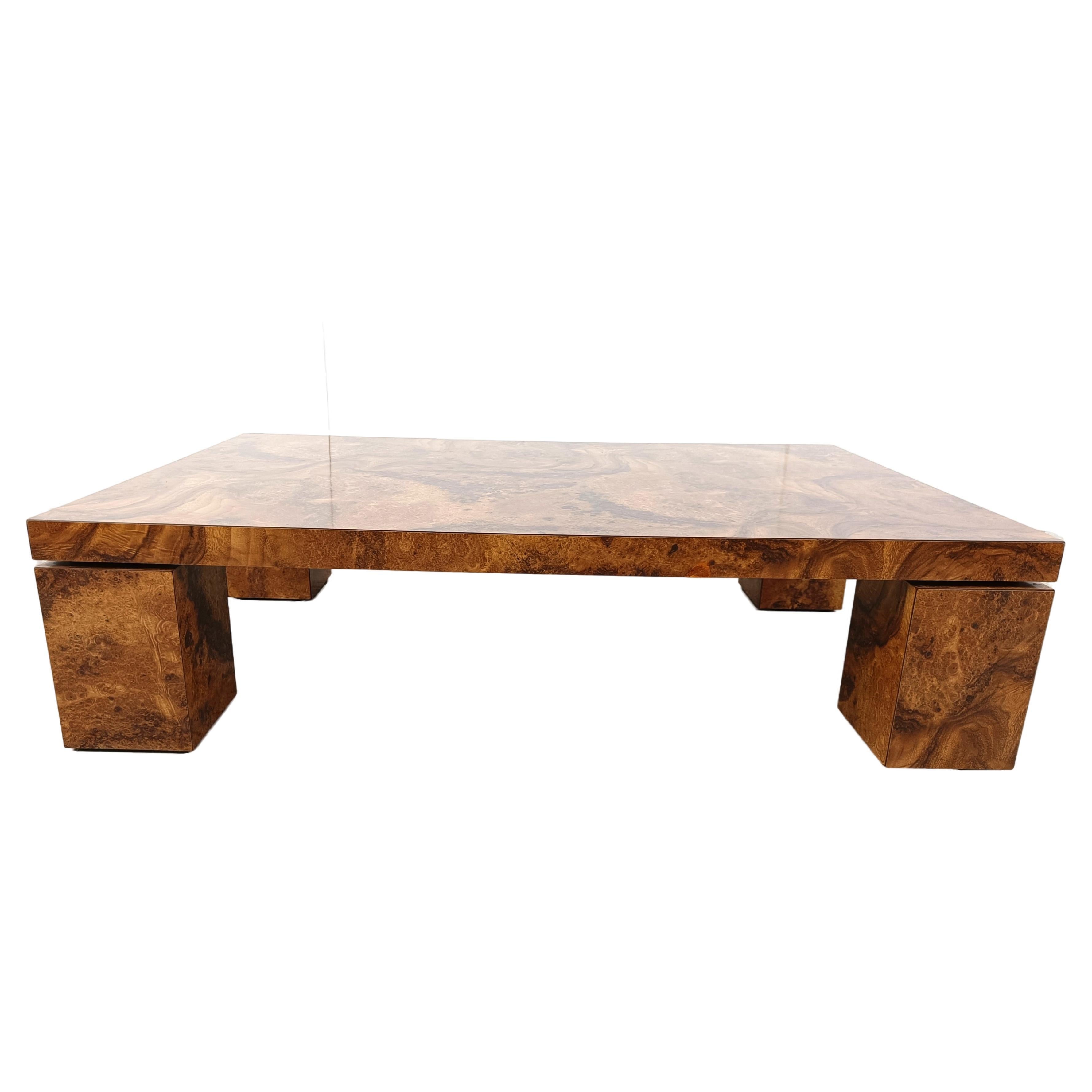Vintage burl wooden coffee table, 1970s For Sale at 1stDibs