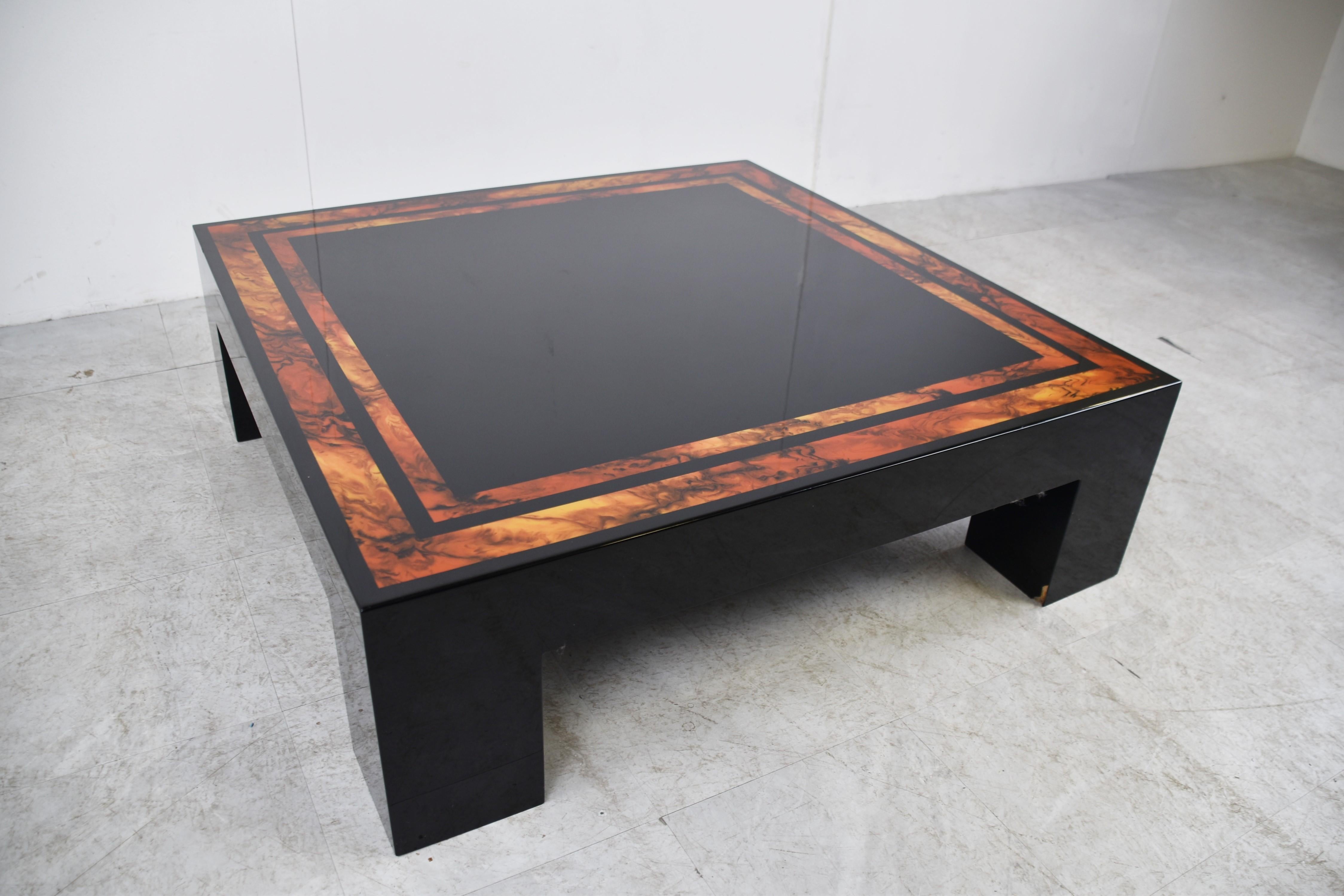 Hollywood Regency Vintage Burl Wooden Coffee Table, 1980s For Sale