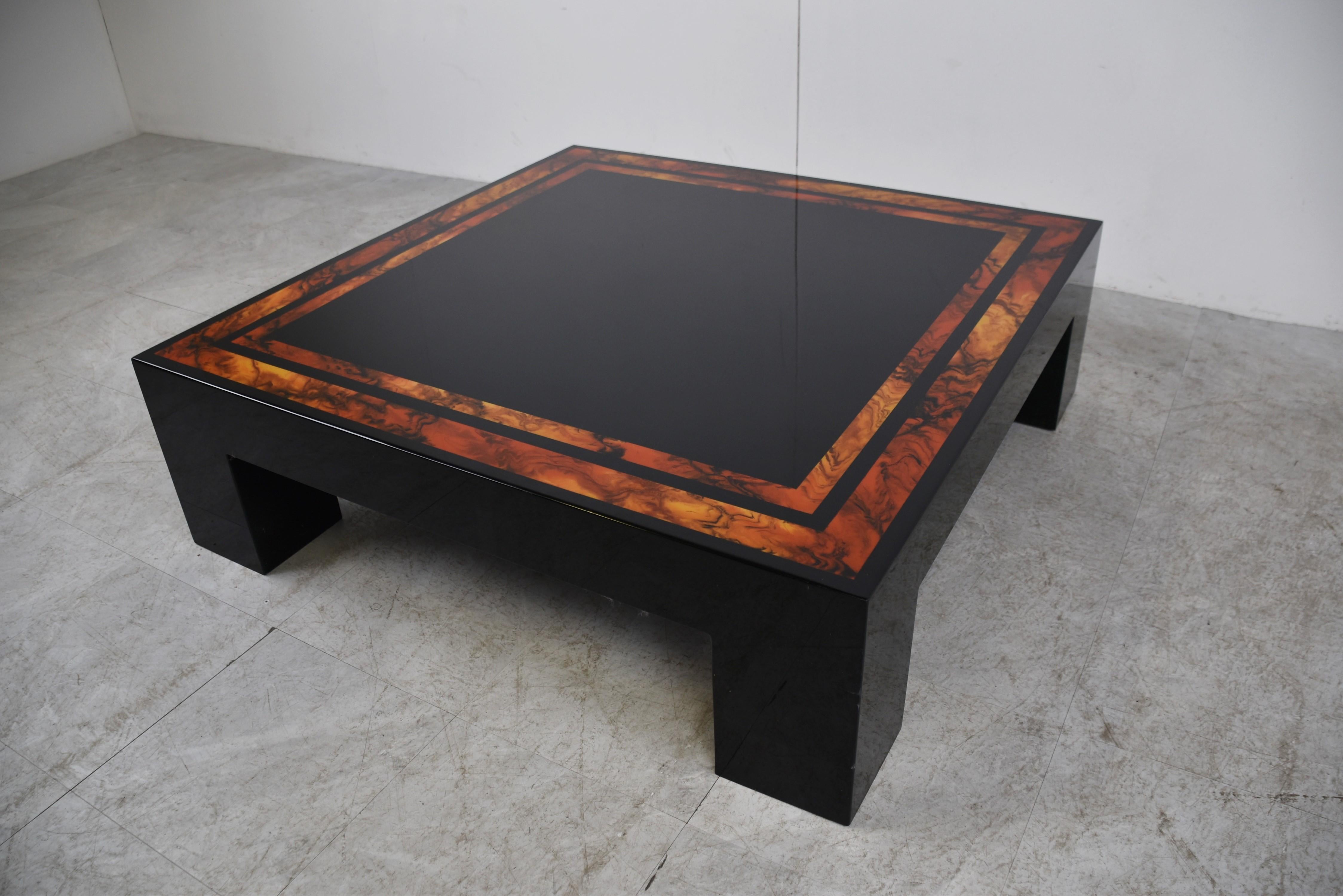 French Vintage Burl Wooden Coffee Table, 1980s