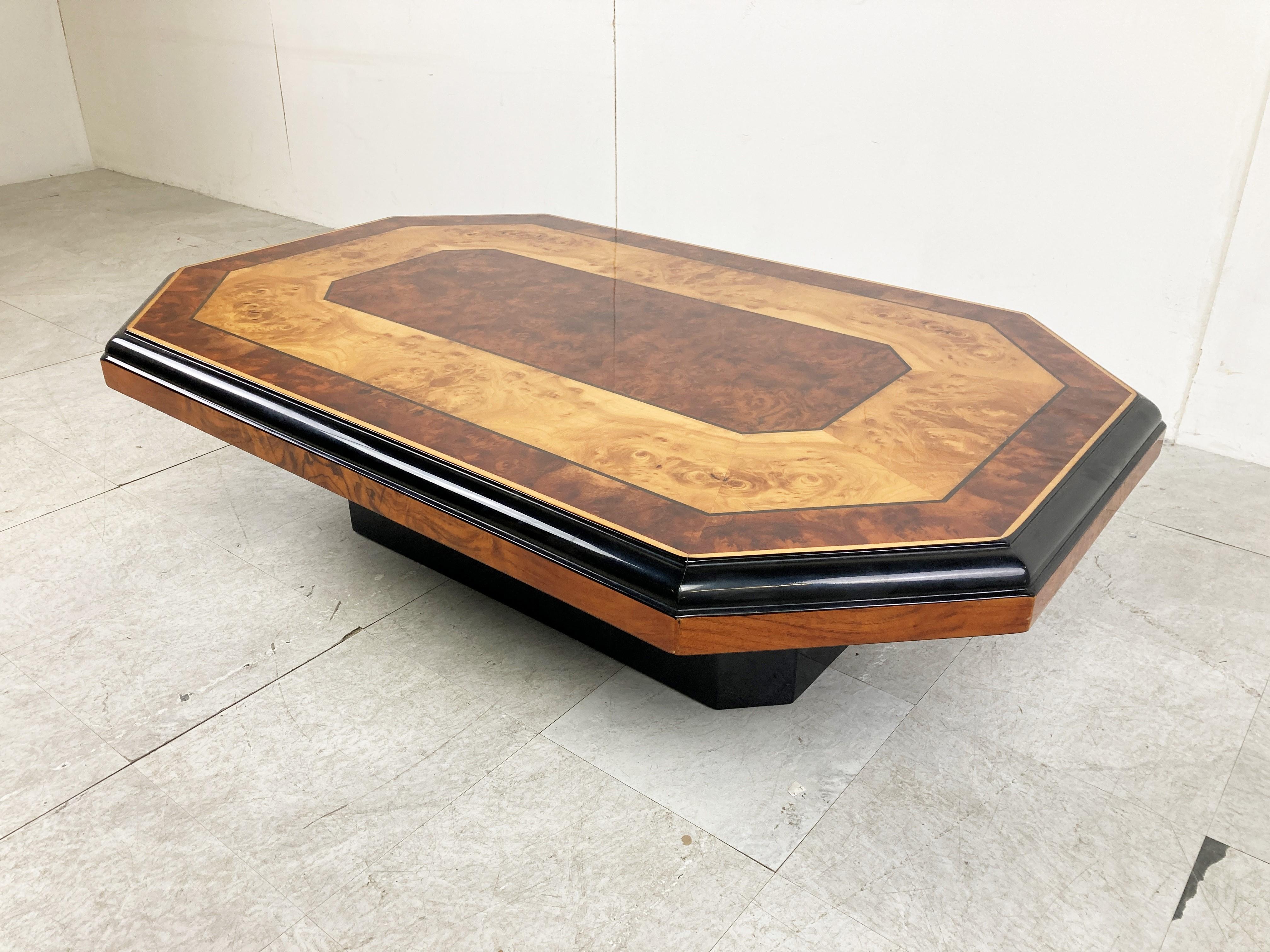 Vintage Burl Wooden Coffee Table, 1980s 1