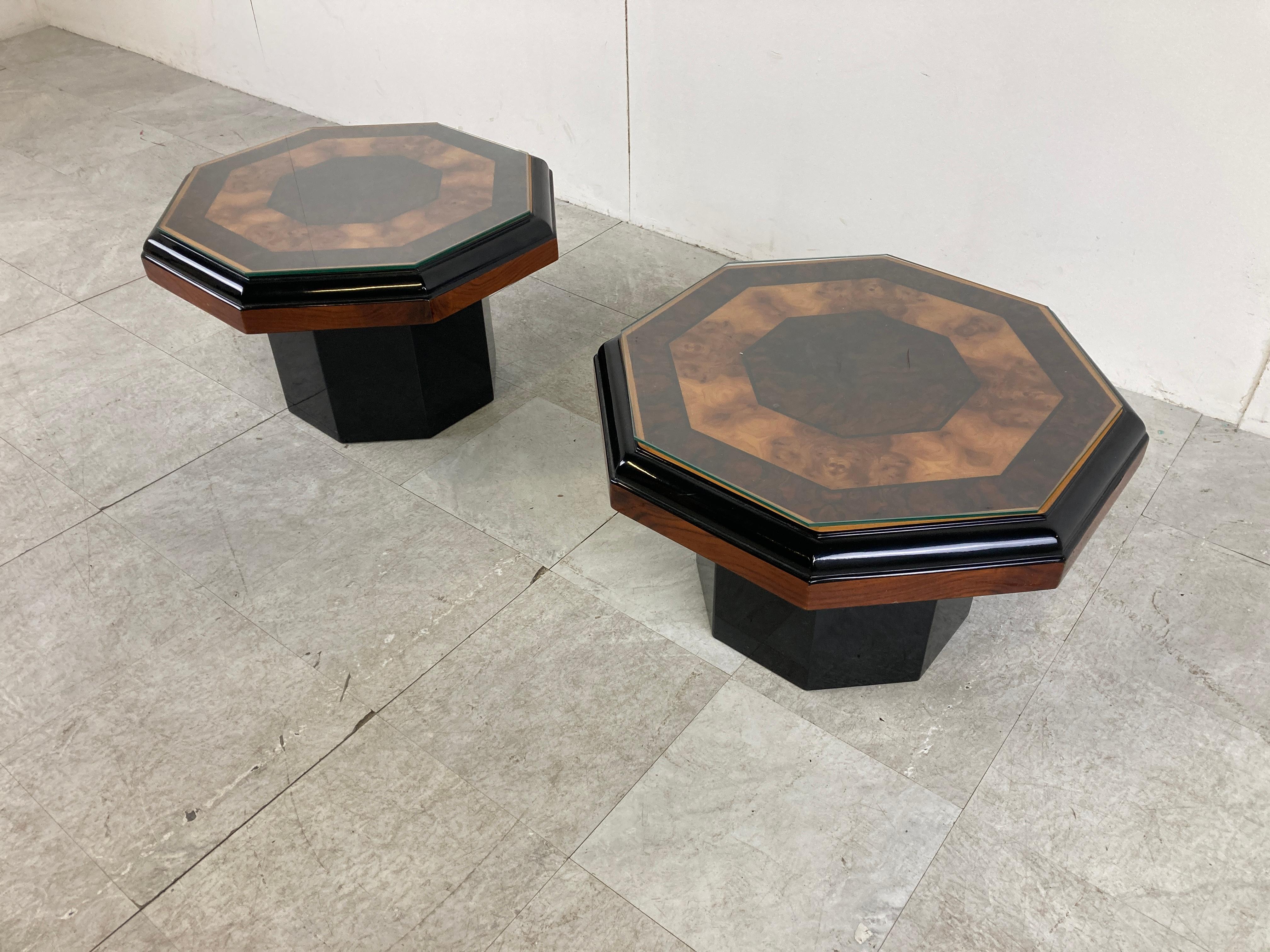 Late 20th Century Vintage Burl Wooden Coffee Tables, 1980s For Sale