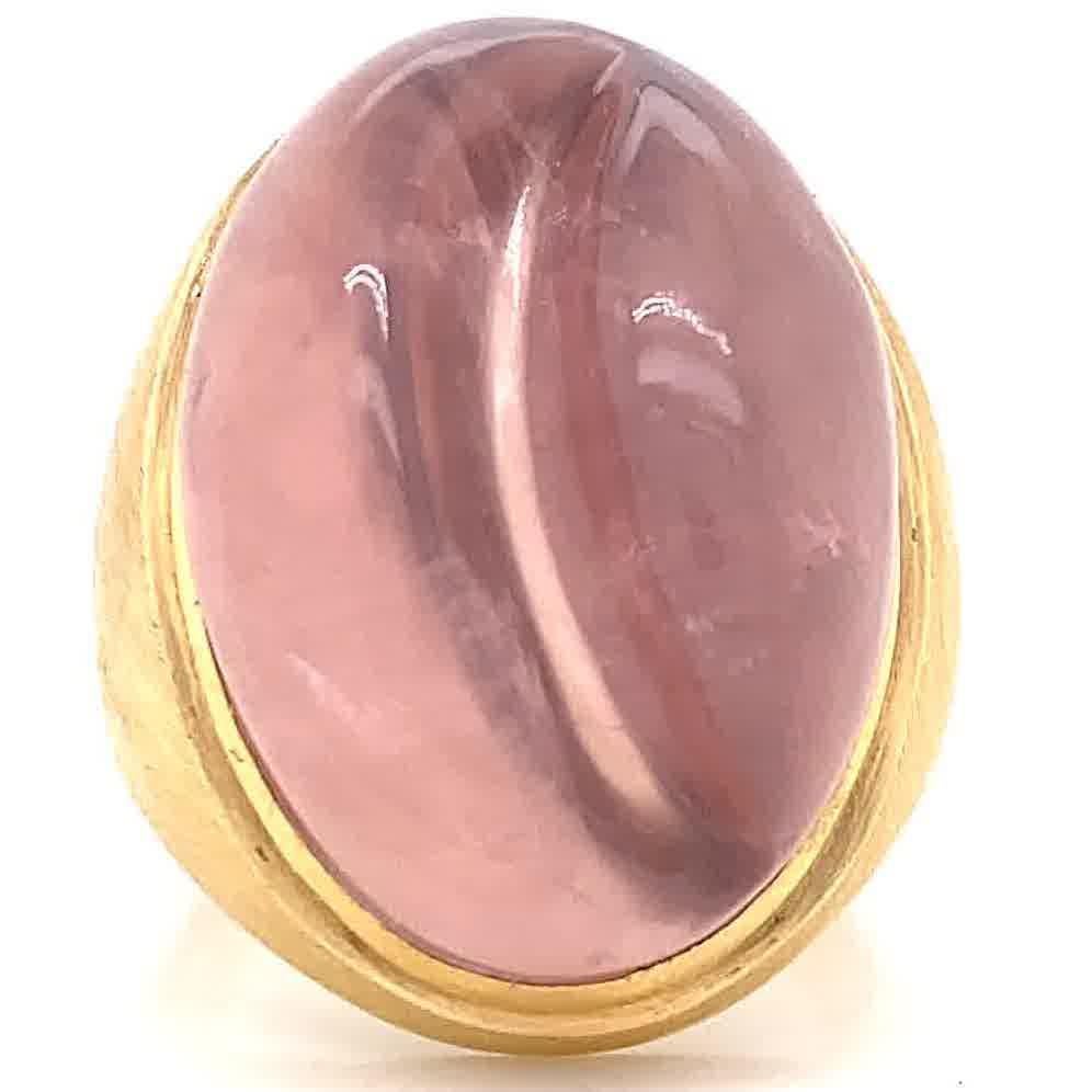 Mixed Cut Vintage Burle Marx Modernist Rose Quartz 18 Karat Gold Ring