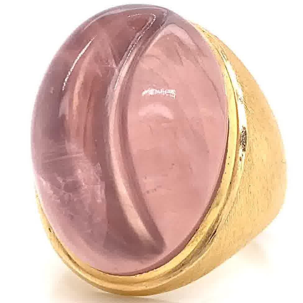 Vintage Burle Marx Modernist Rose Quartz 18 Karat Gold Ring In Excellent Condition In Beverly Hills, CA