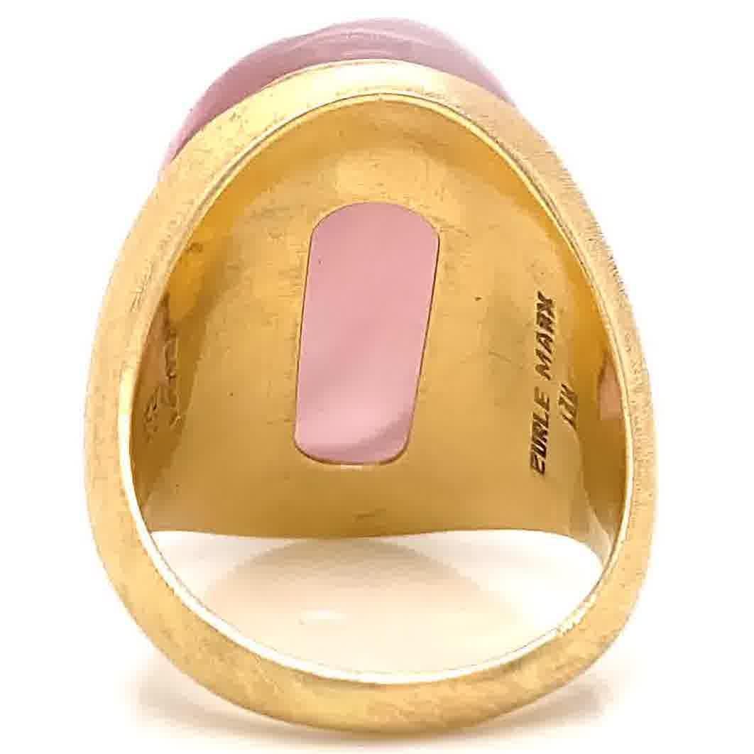 Women's or Men's Vintage Burle Marx Modernist Rose Quartz 18 Karat Gold Ring